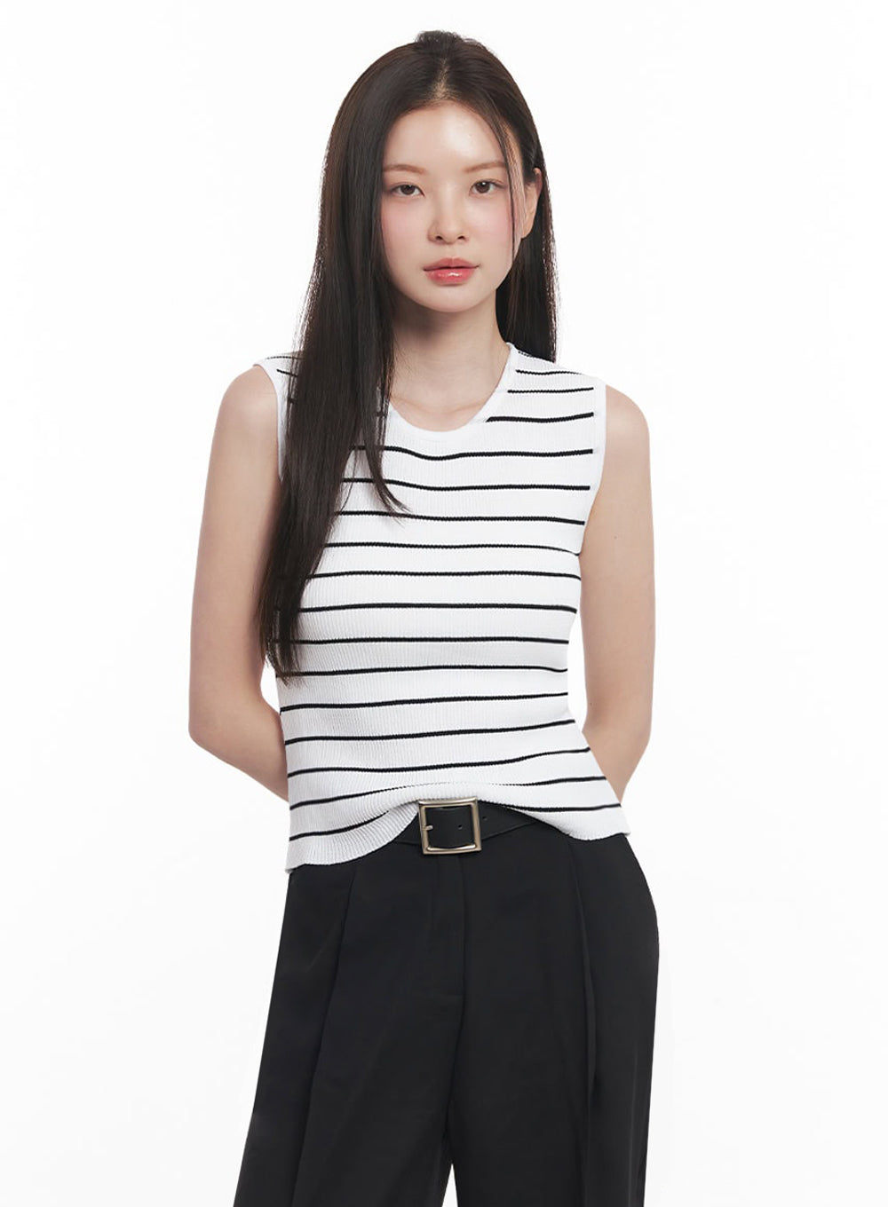 Stripe Slim Sleeveless Top IY509