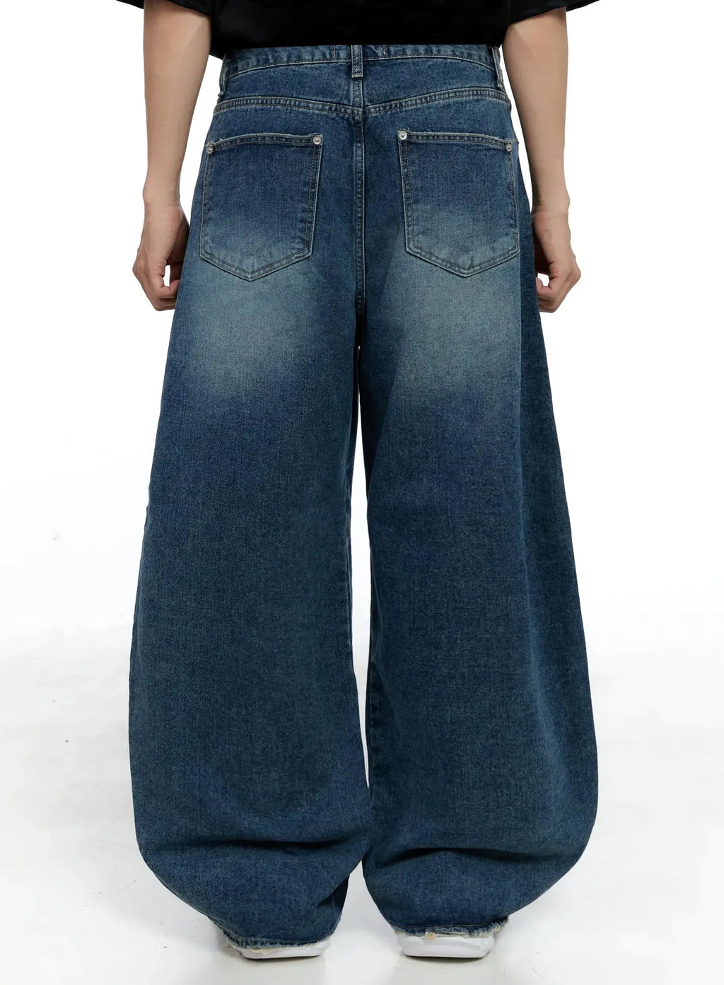 Men's Frayed Hem Baggy Jeans IG520