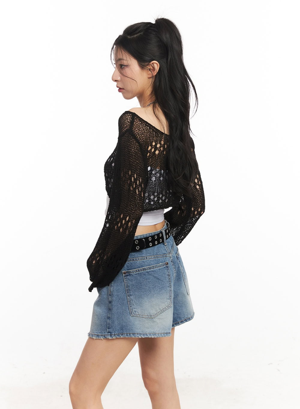 Crochet Micro Knit Sweater CA514