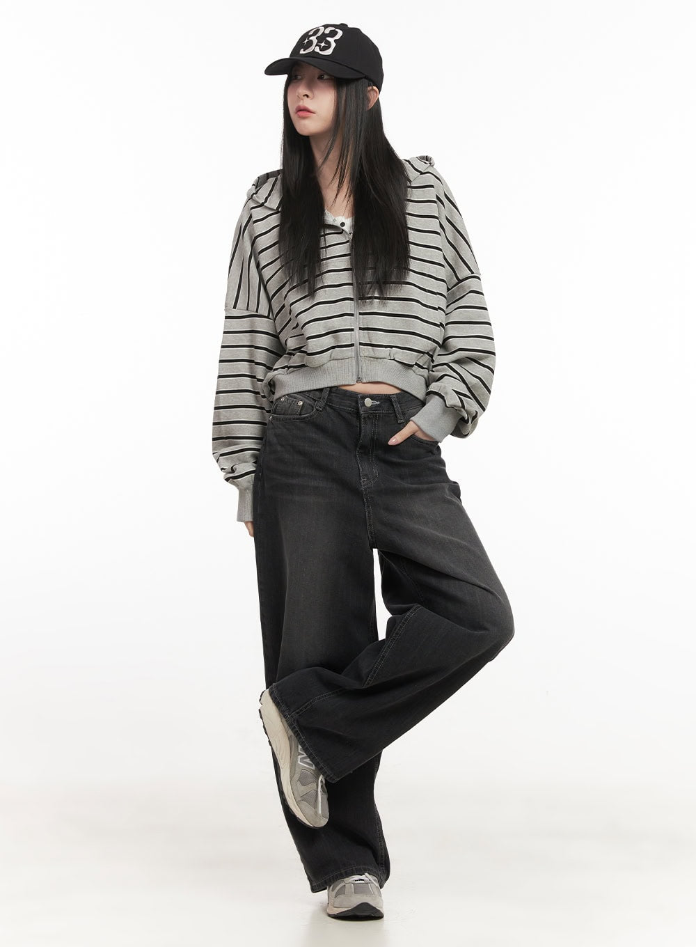 Ruth Washed Wide-Leg Jeans CF514