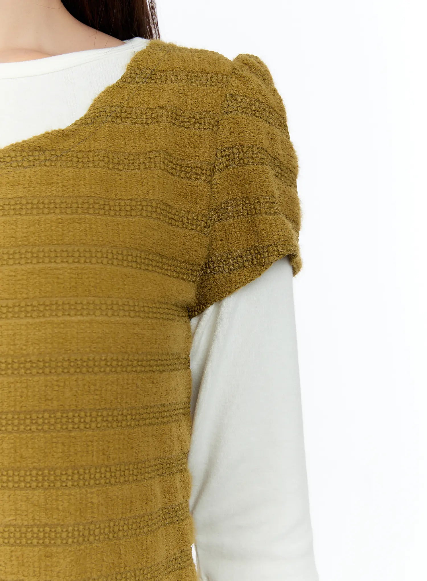 Soft Stripe Puff Sleeve Top CS517