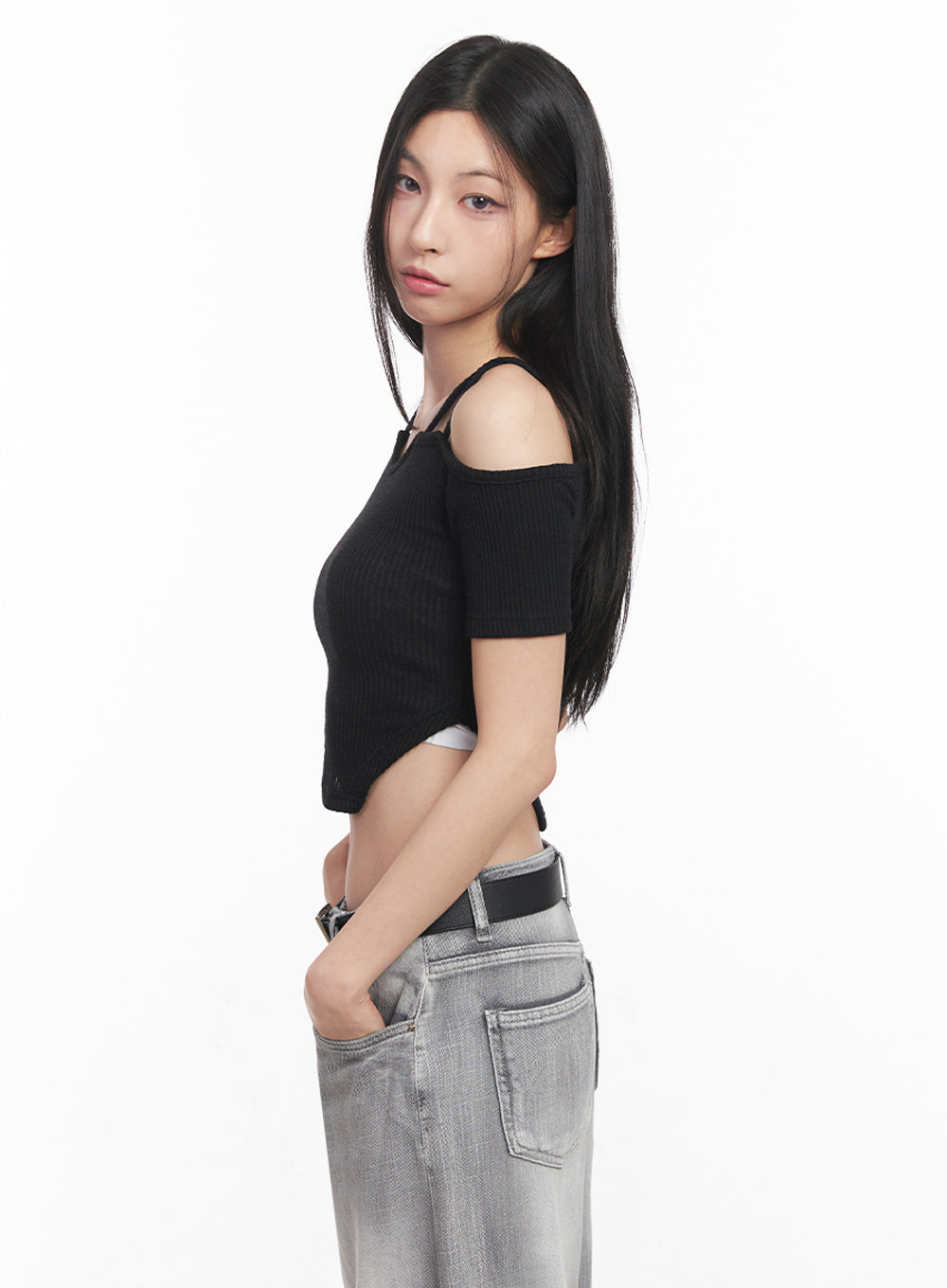 Strappy Off-Shoulder Crop Top IY516