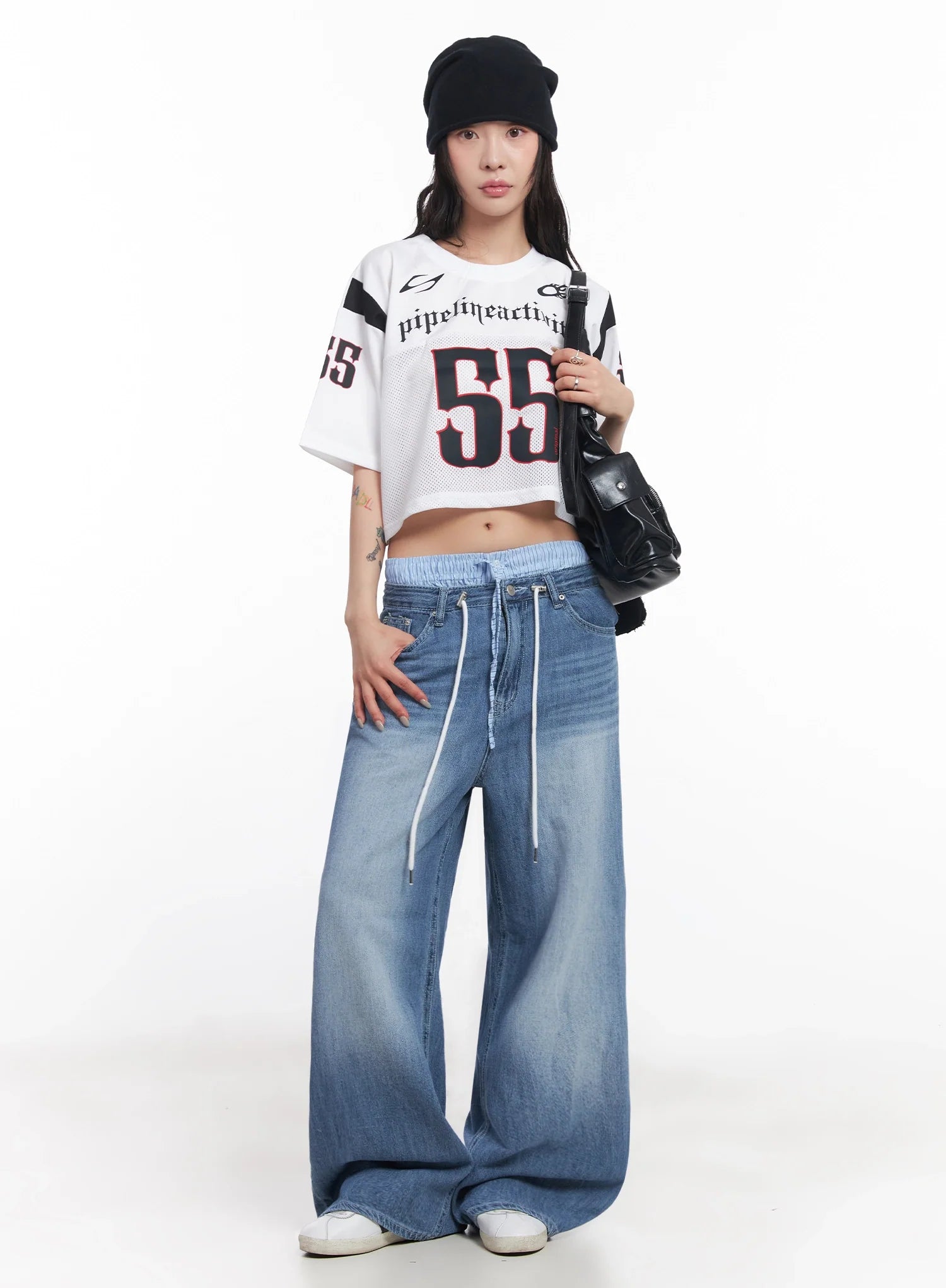 Tsuki Baggy Drawstring Denim Jeans IC503