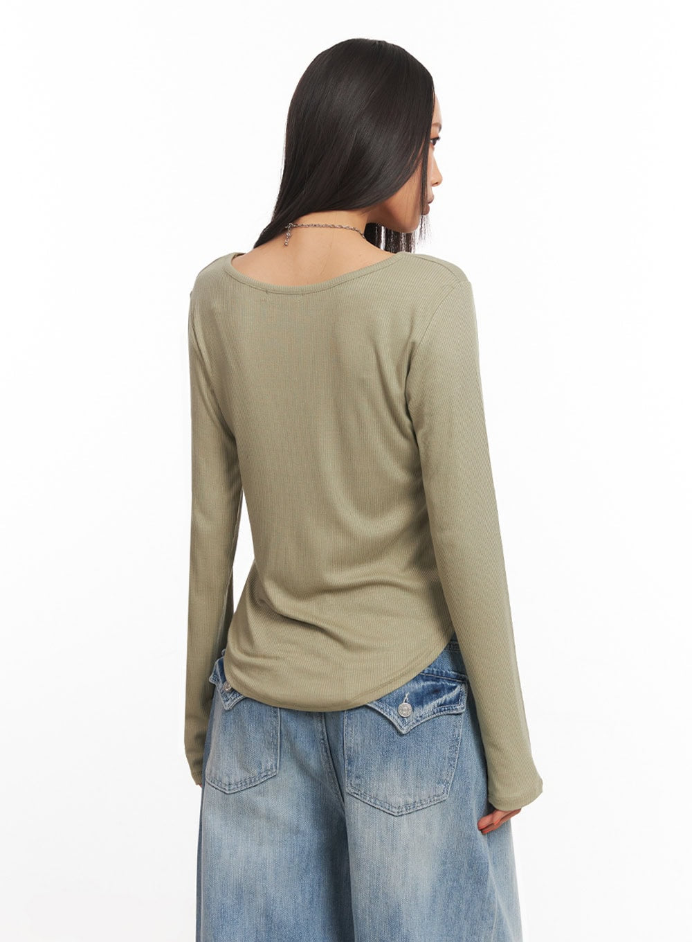 Ribbed Relaxed Long Sleeve Top IA504