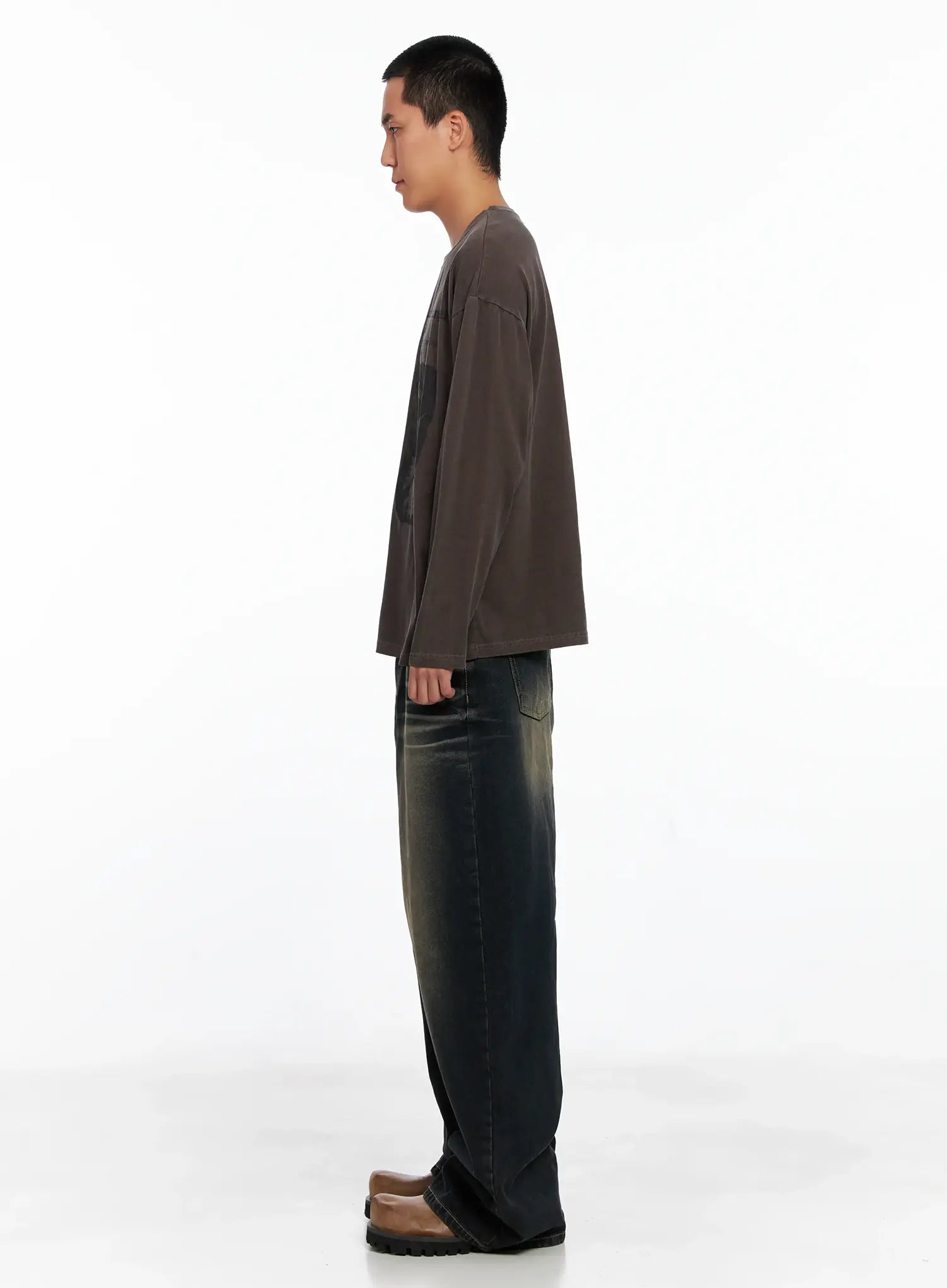 Men's Vintage Washed Wide-Leg Jeans IS509