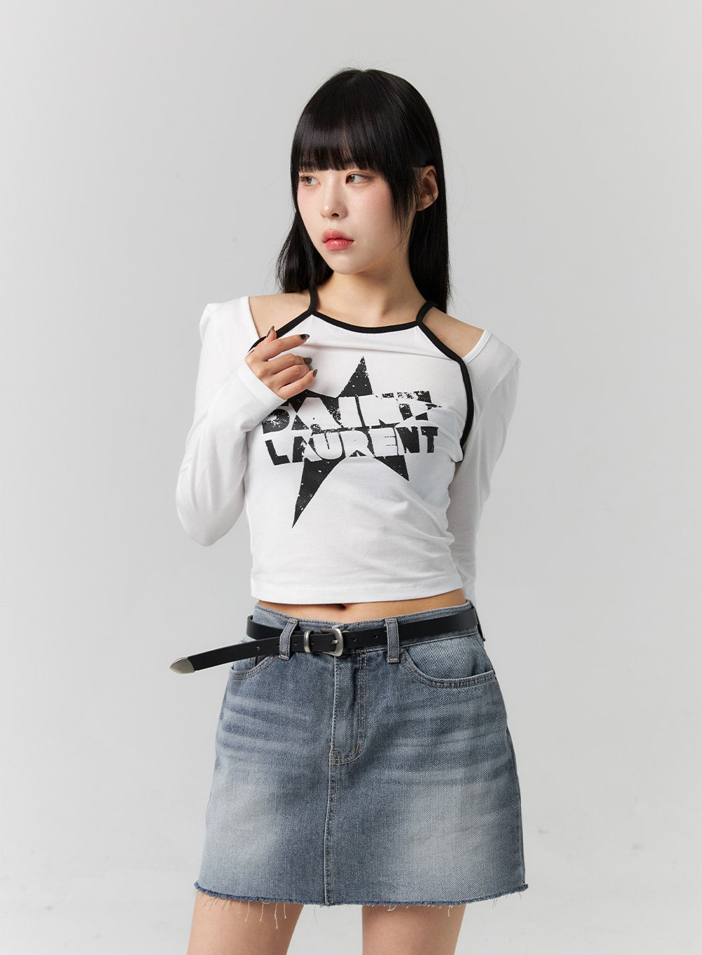 Graphic Cut-Out Crop Top CS314