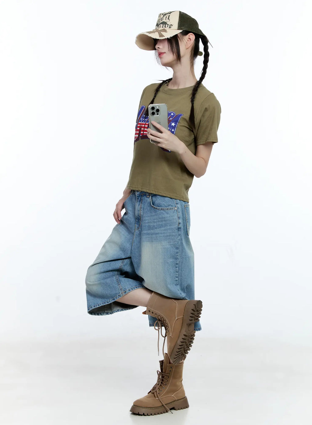 Washed Wide-Leg Jorts CG507