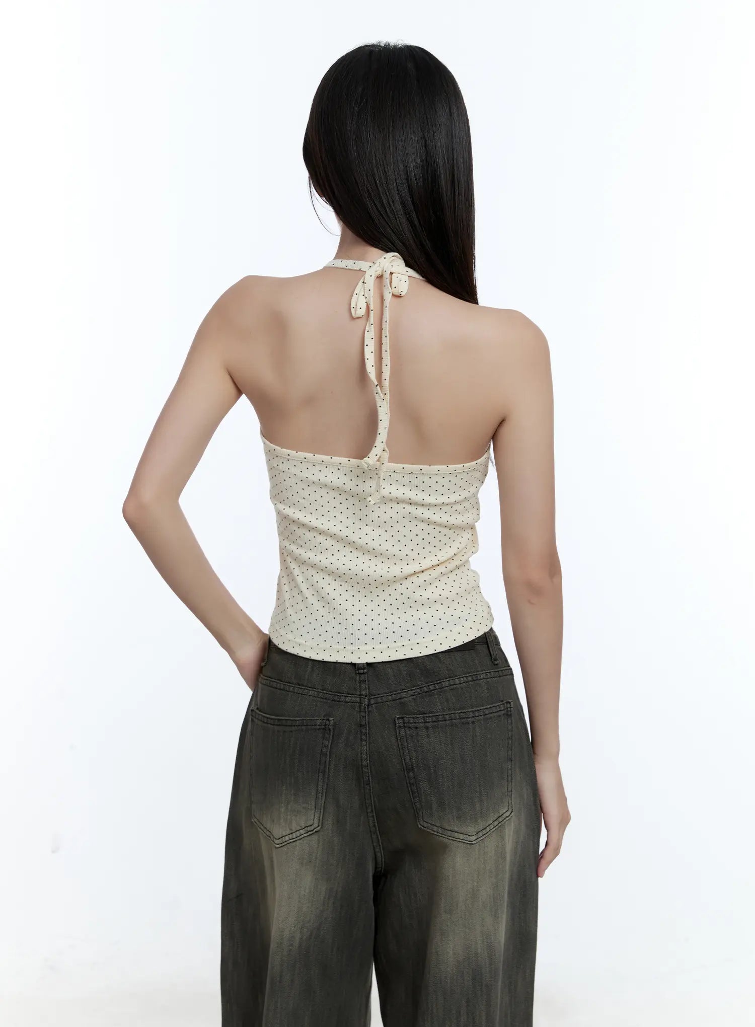 Polka Dot Halter Neck Cami Top CU527
