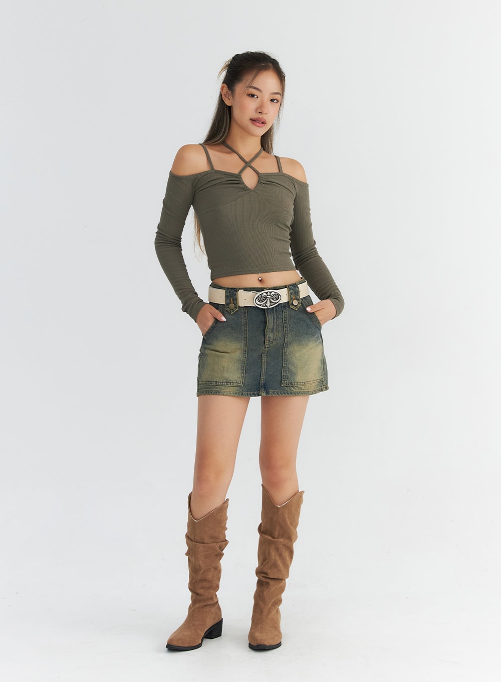 Wash Pocket Denim Mini Skirt CO311