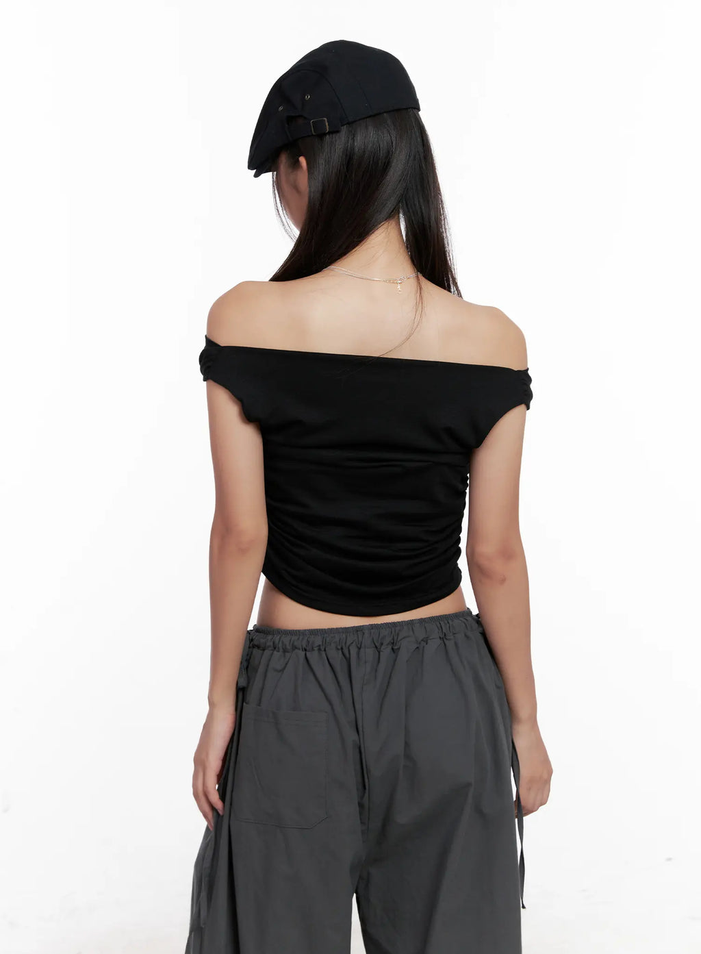 Off-Shoulder Draped Short Sleeve Top CL518