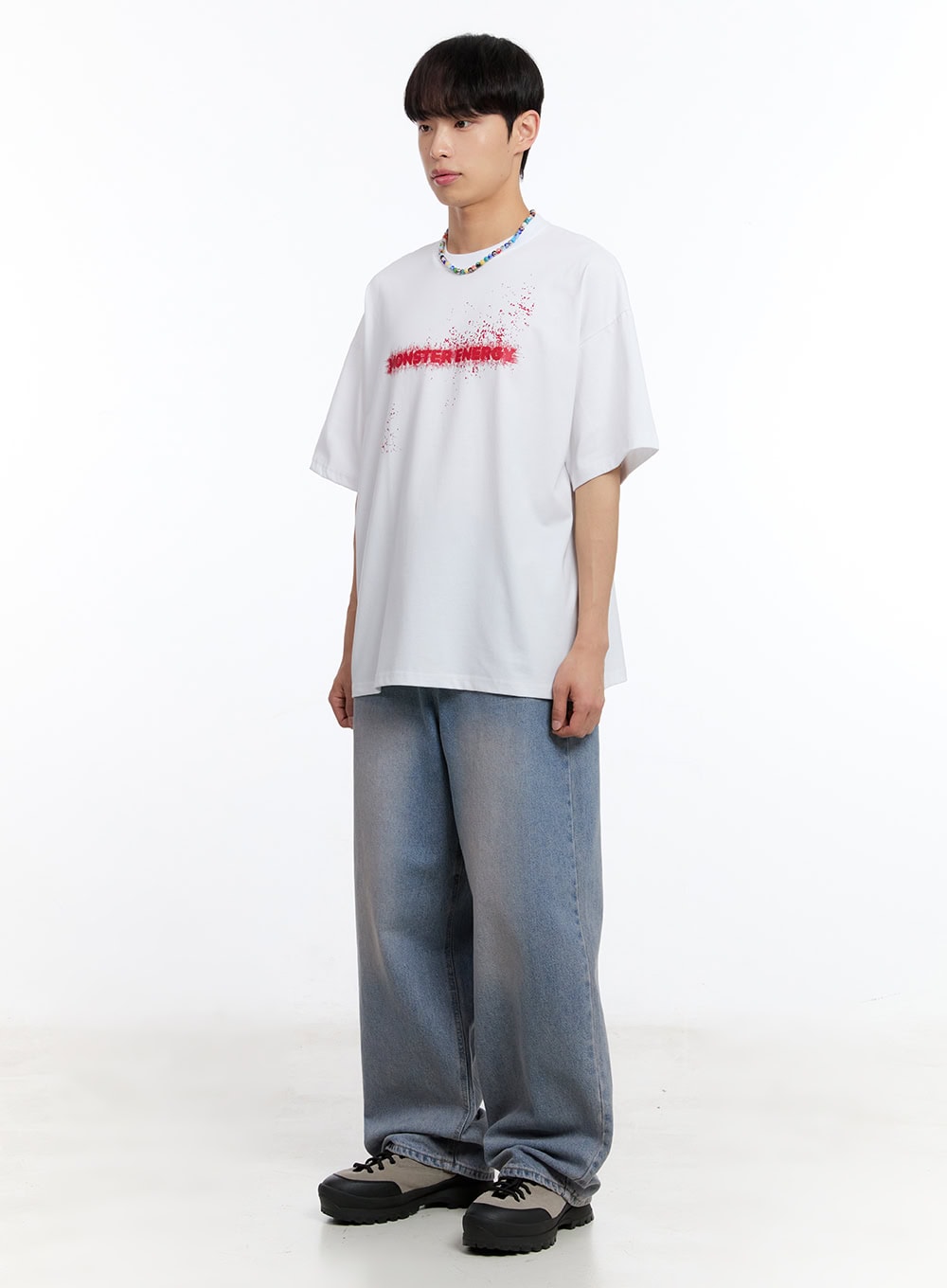 Men's Purple Washed Wide-Leg Jeans IY530