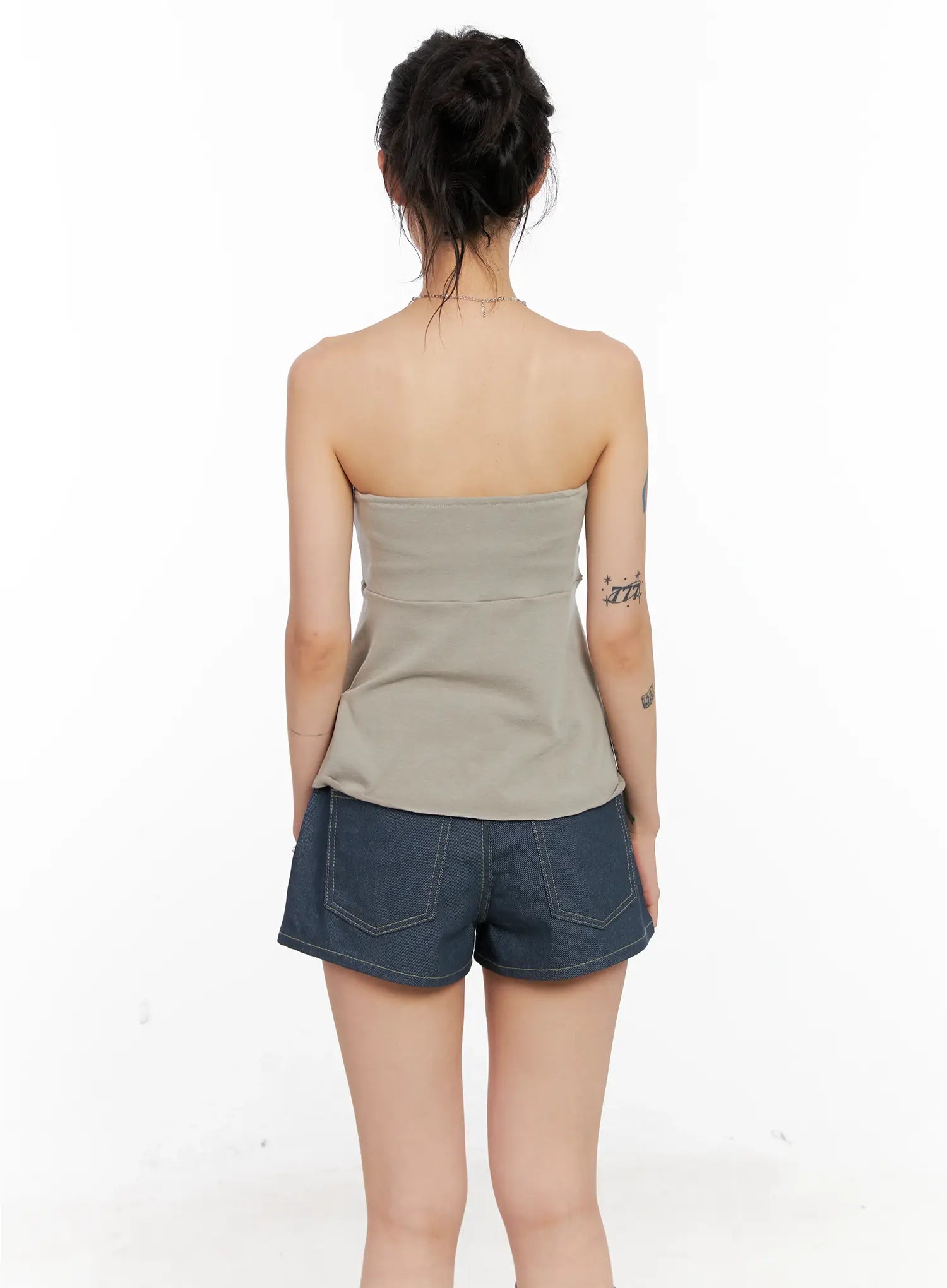 Shirred Ruffle Tube Top CL525