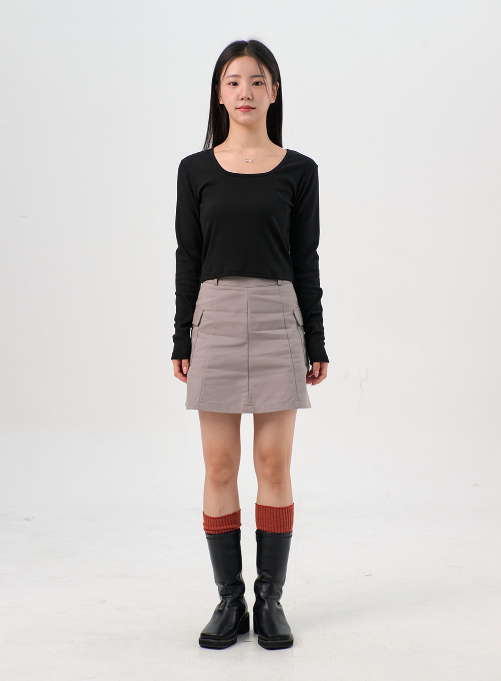 U-Neck Long Sleeve Top OS302