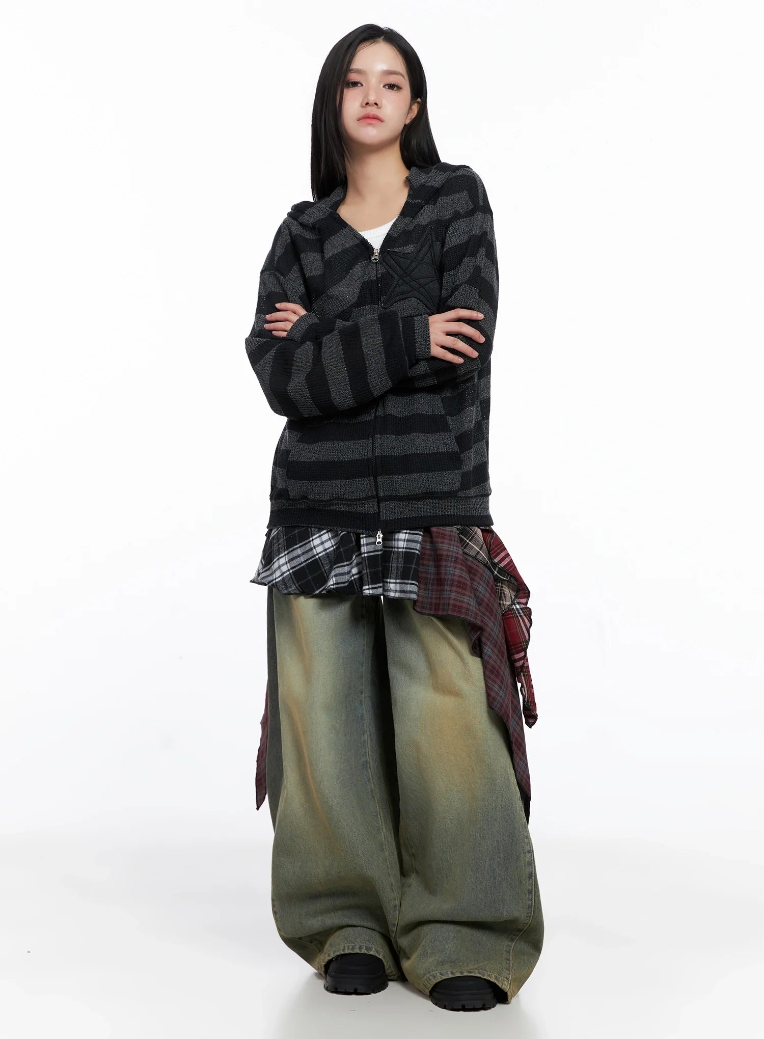 Star Patch Striped Zip-Up IS525