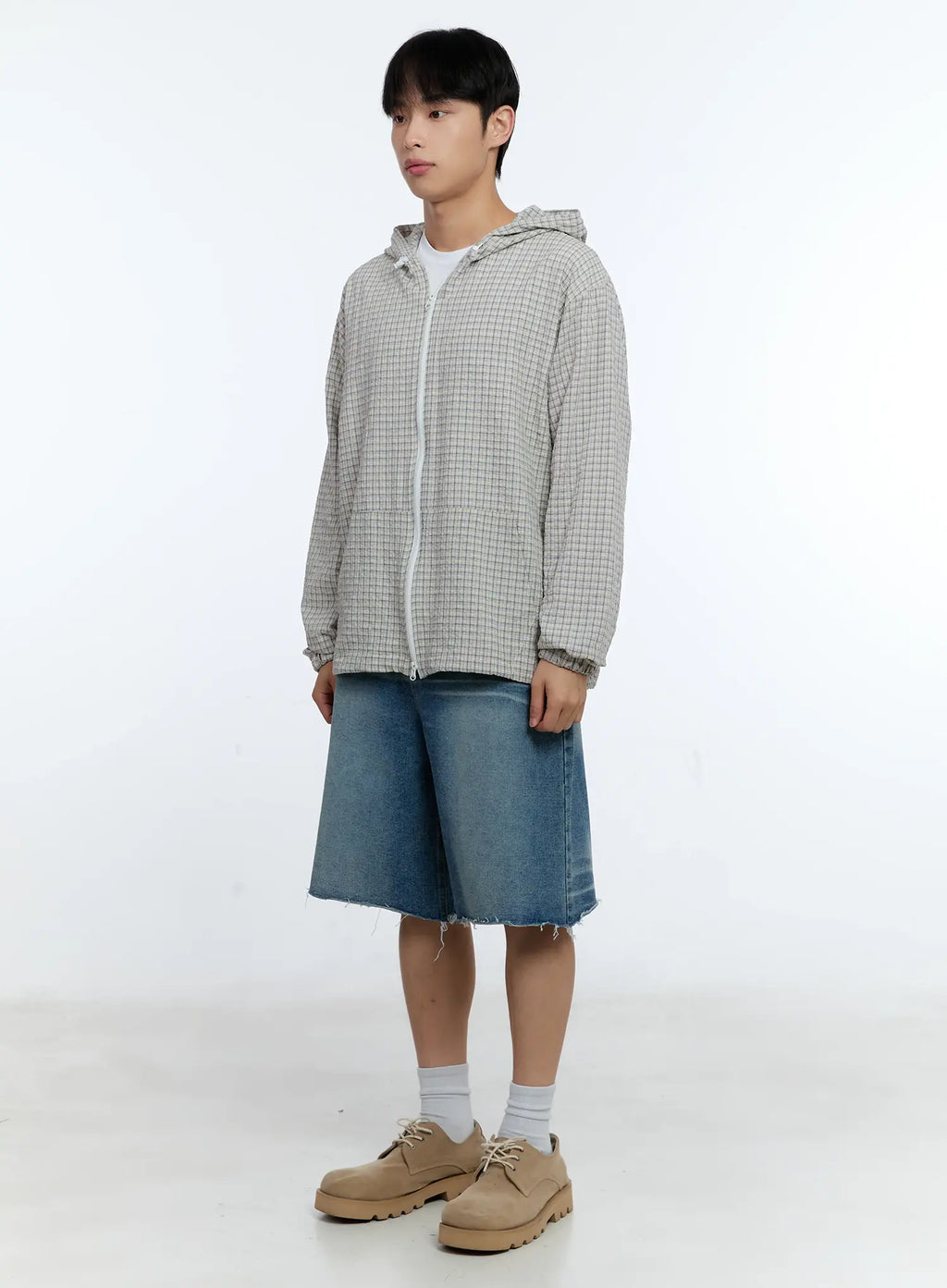 Men's Raw Hem Denim Bermuda Shorts IG515