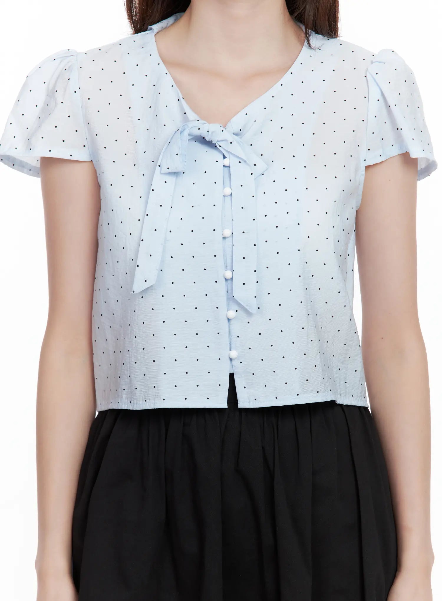 Polka Dot Button-Up Blouse CL502