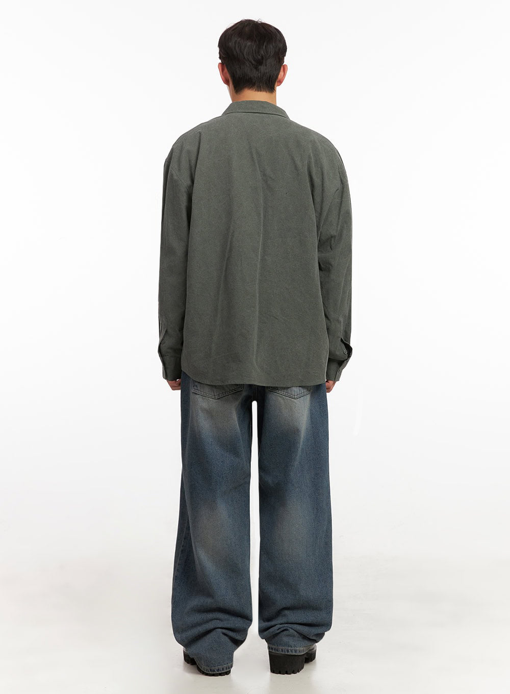 Men's Washed Oversized Collar Shirt ID427
