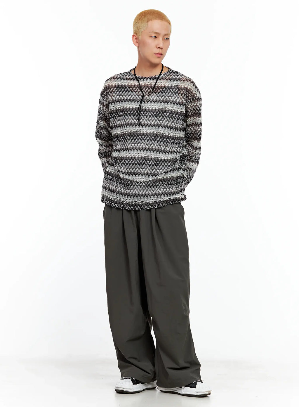 Men's Grunge Mesh Long-Sleeve Tee IL511