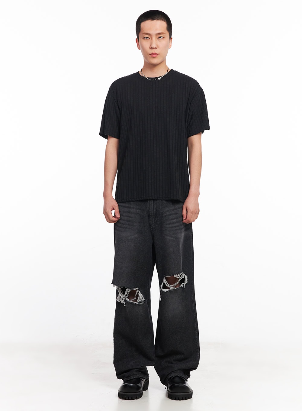 Men's Knit Ribbed T-Shirt IU503