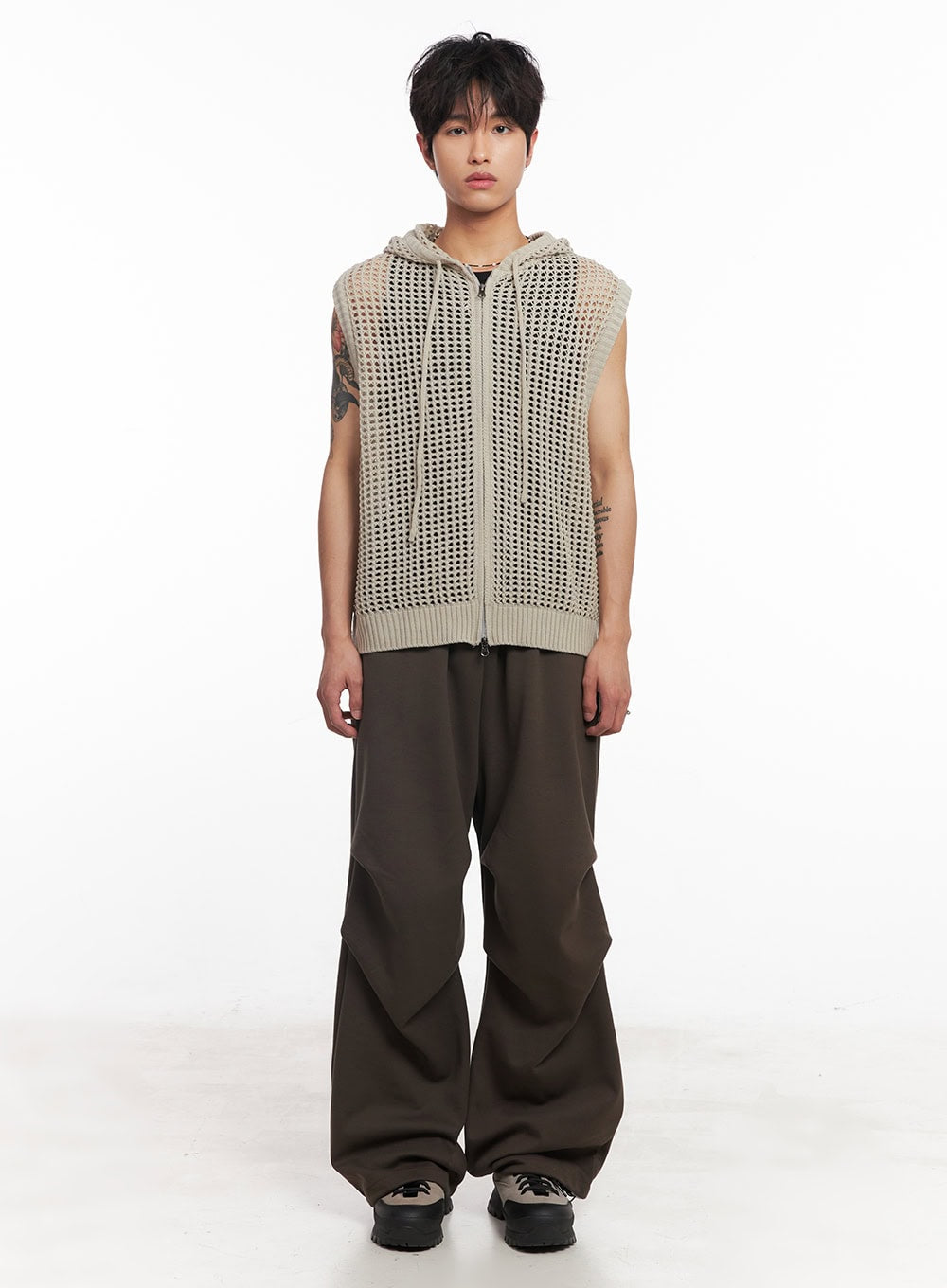 Men's Mesh Zip-Up Hooded Vest IY508