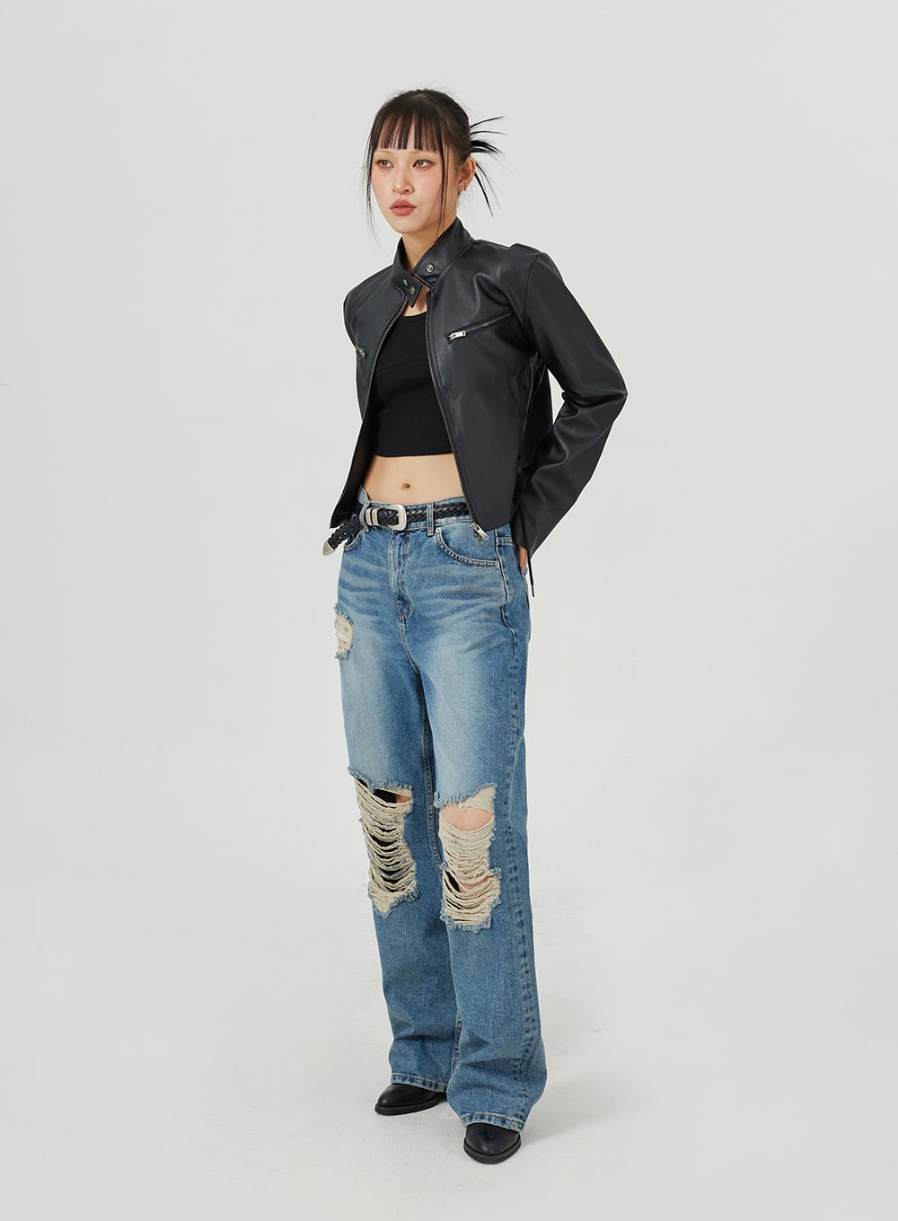 Standard Fit Faux Leather Jacket CM317