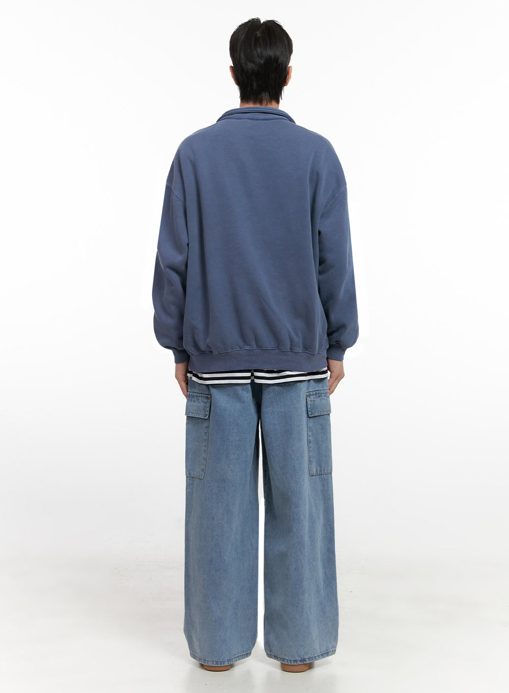 Men's Washed Cotton Half-Zip Crewneck ID406