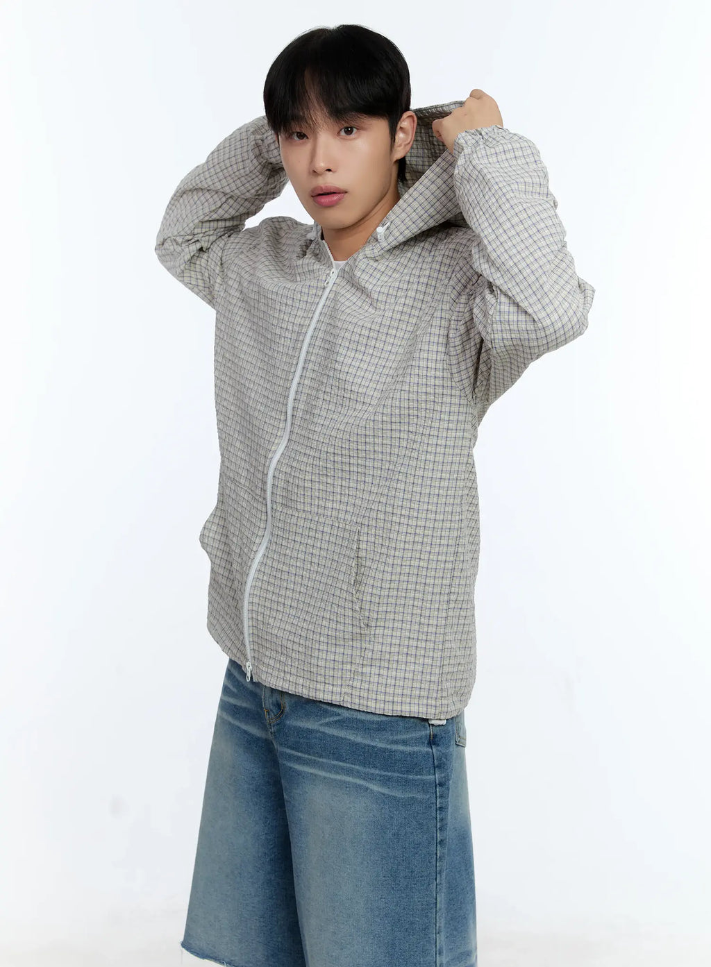 Men's Checkered Windbreaker Jacket IG515