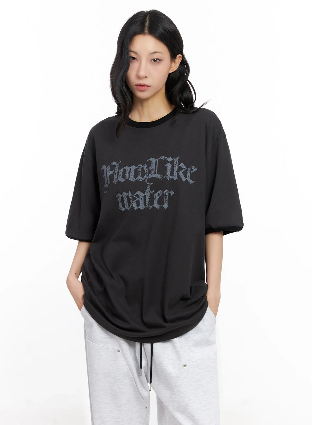 Oversized Gothic Graphic Print Tee IG508