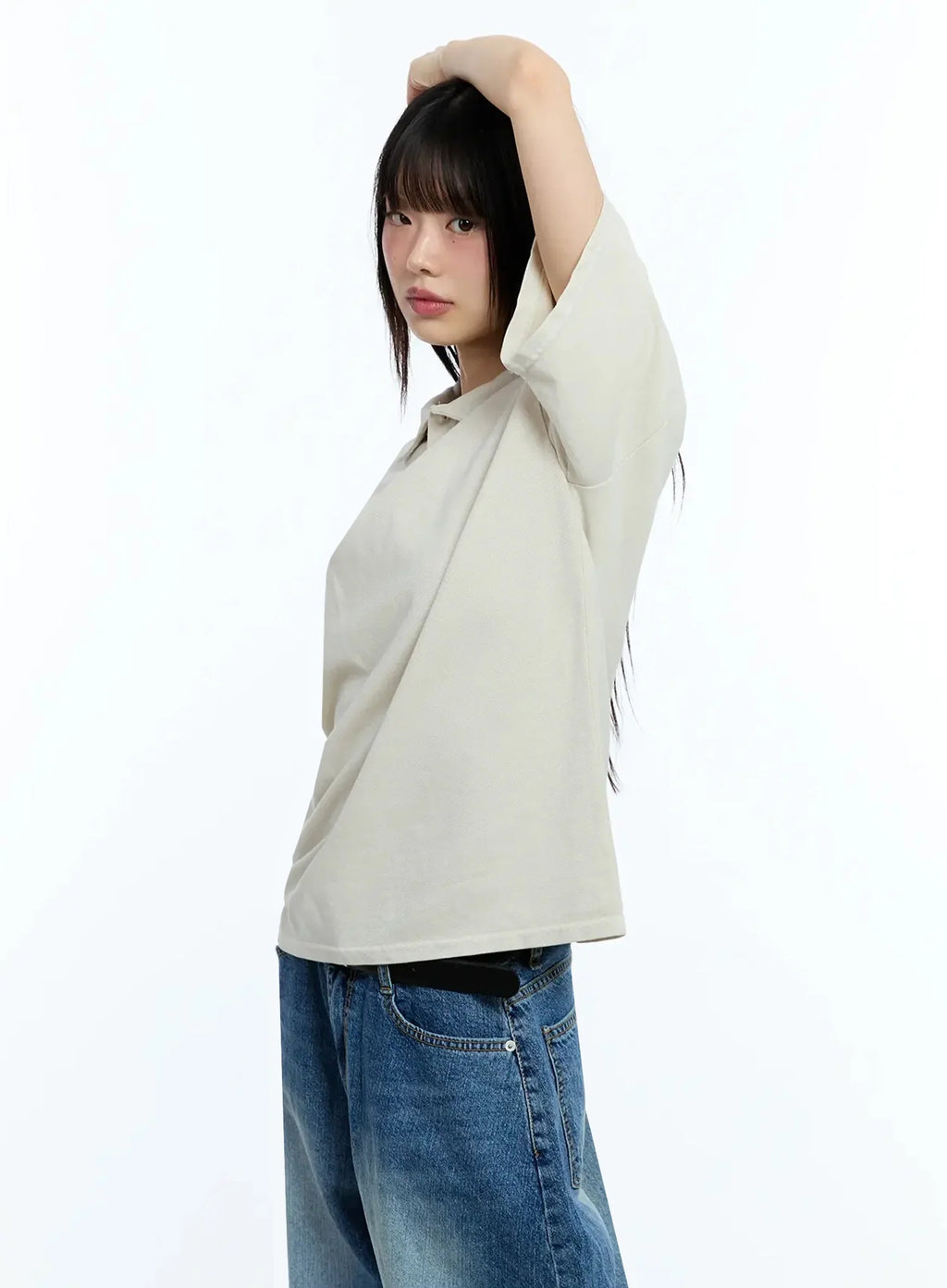 Oversized Short-Sleeve Polo Shirt IU523