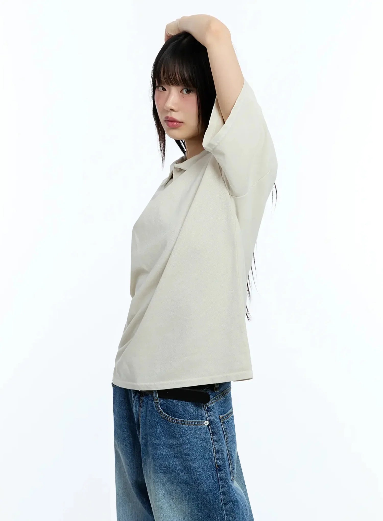 Oversized Short-Sleeve Polo Shirt IU523