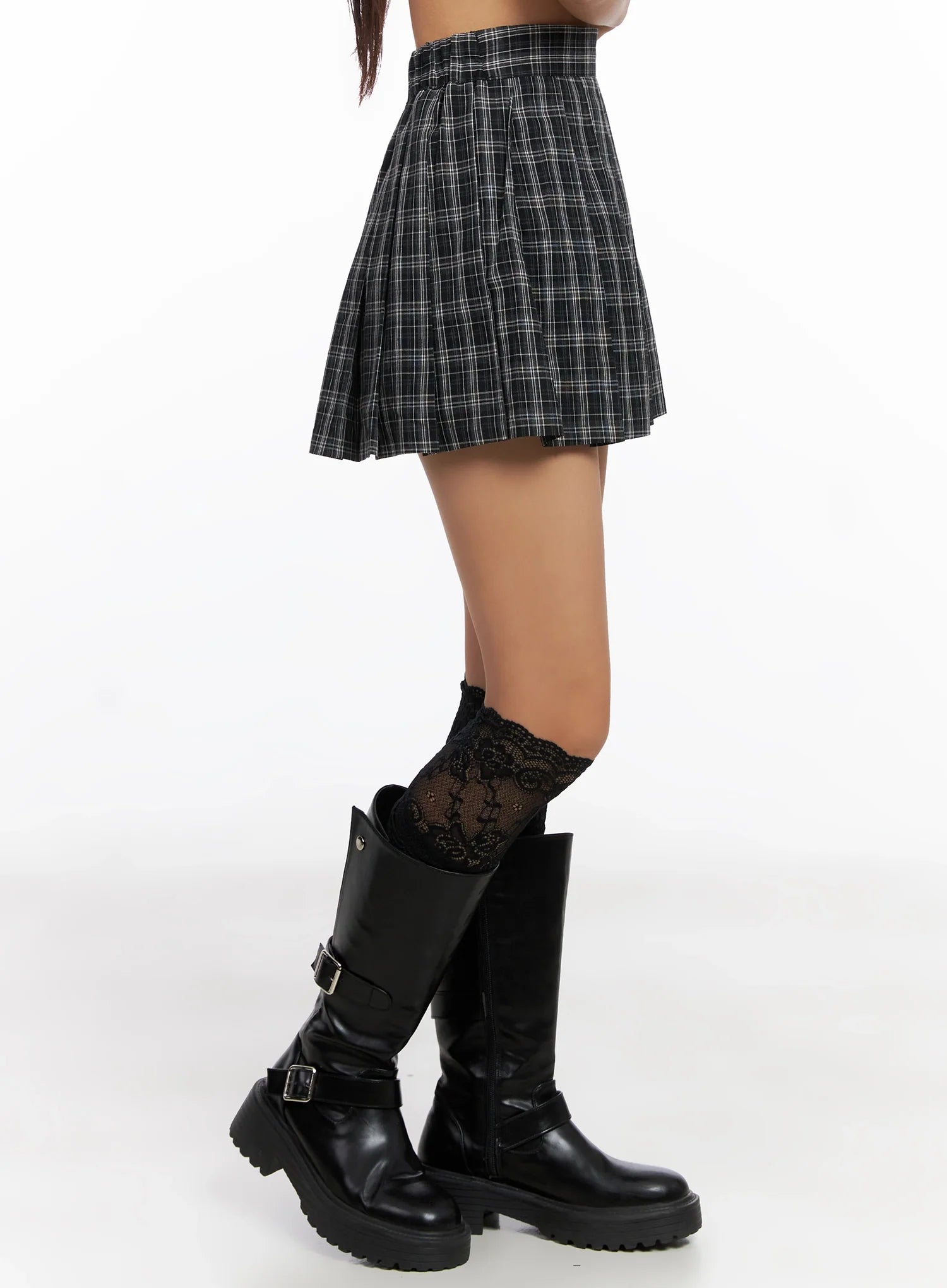 Pleated Plaid Mini Skirt IG527