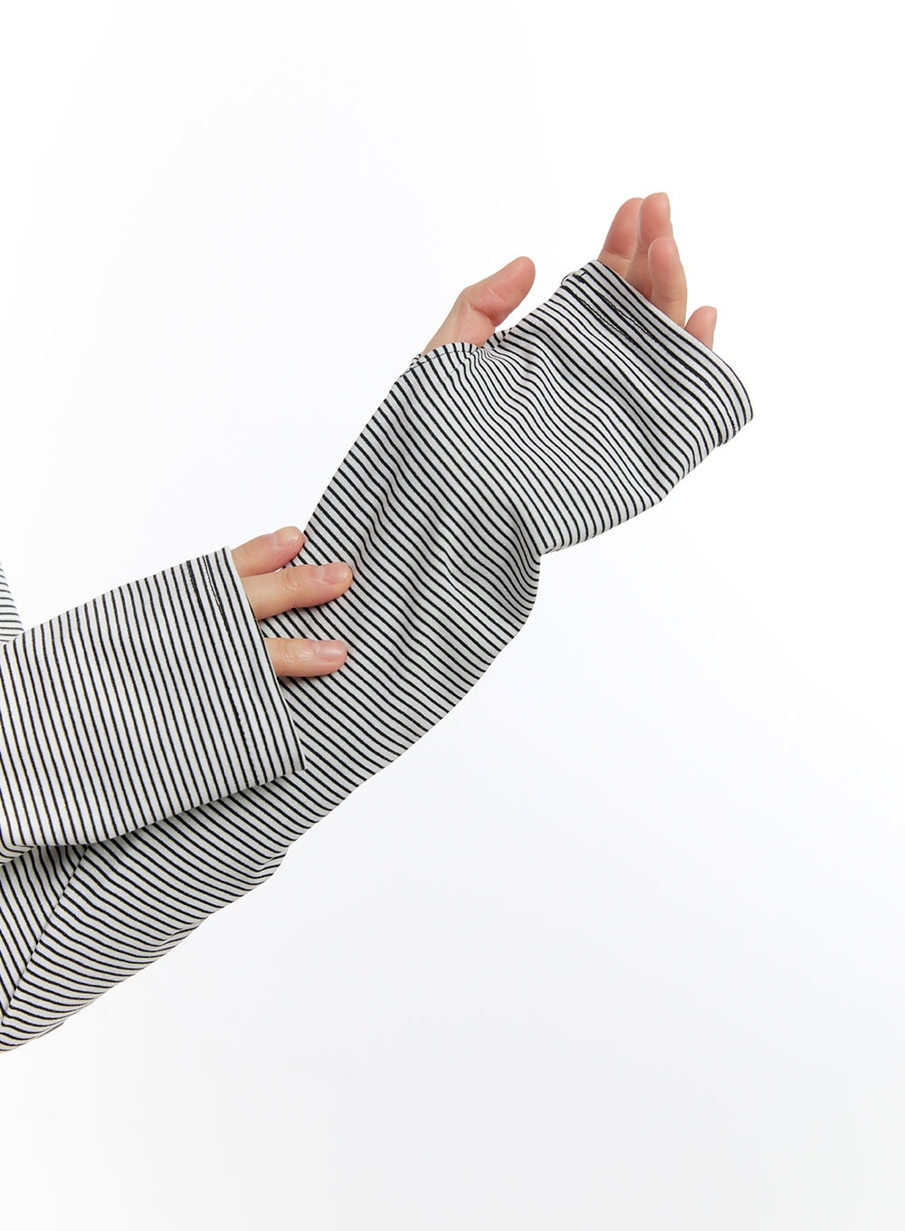 Button Stripe Hoodie Top CA508