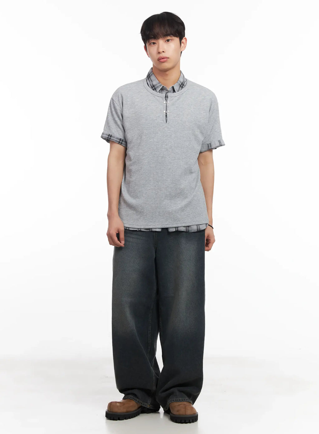 Men's Short-Sleeve Flannel Shirt IU519