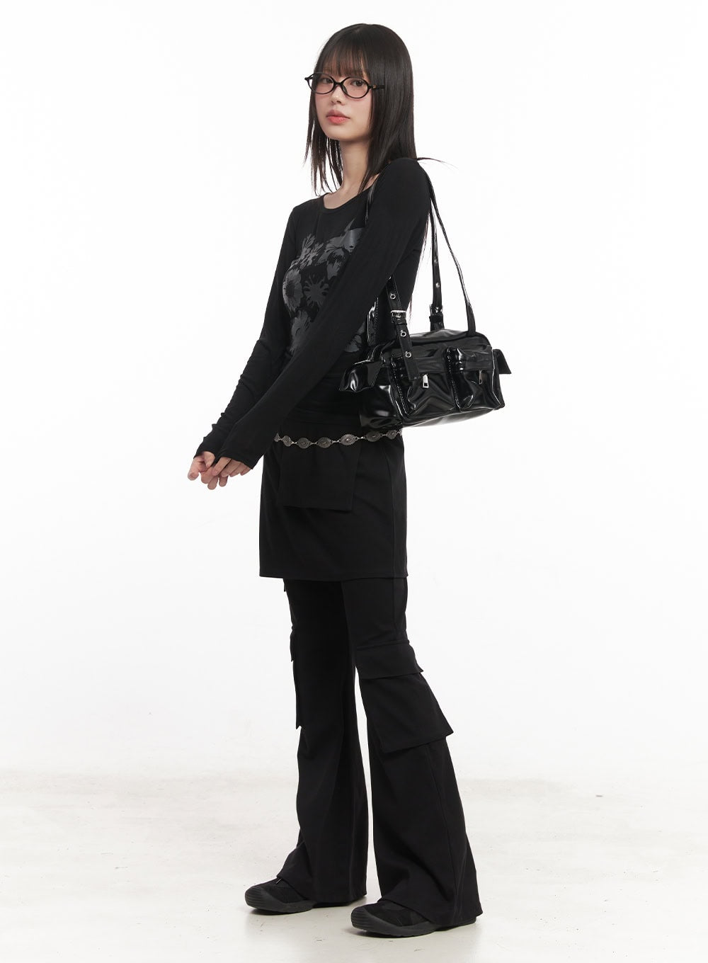 Floral Graphic Sheer Long Sleeve Top CM520