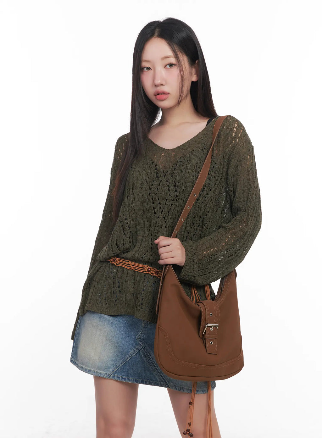 Criss-Cross Sheer V-Neck Sweater CU516