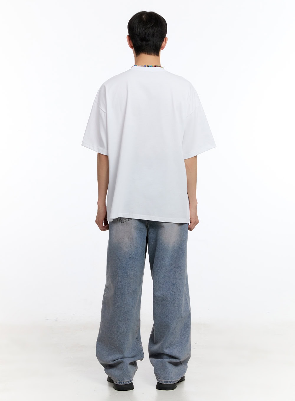 Men's Purple Washed Wide-Leg Jeans IY530