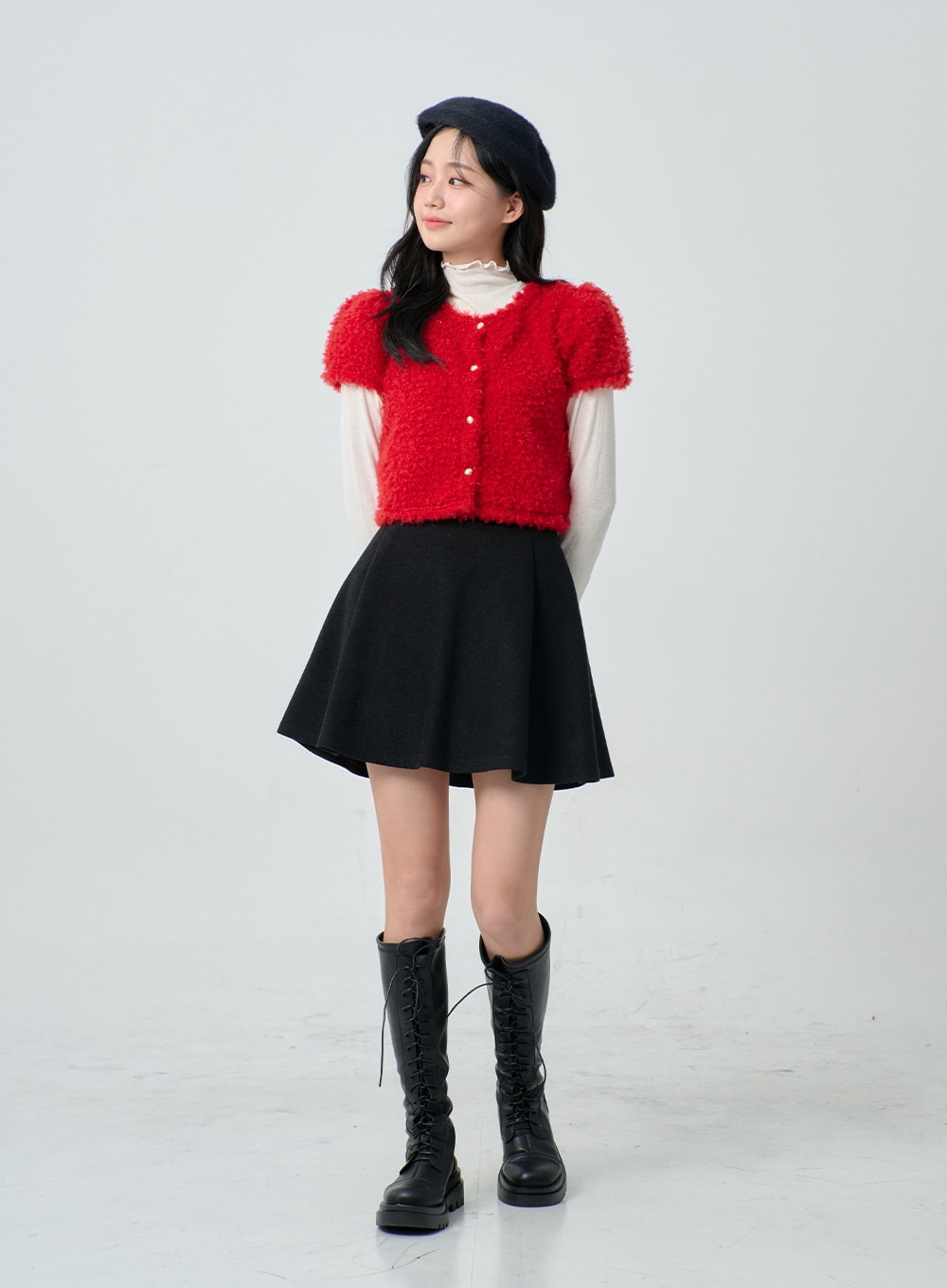 Poodle Short Sleeve Gold Button Cardigan BN02