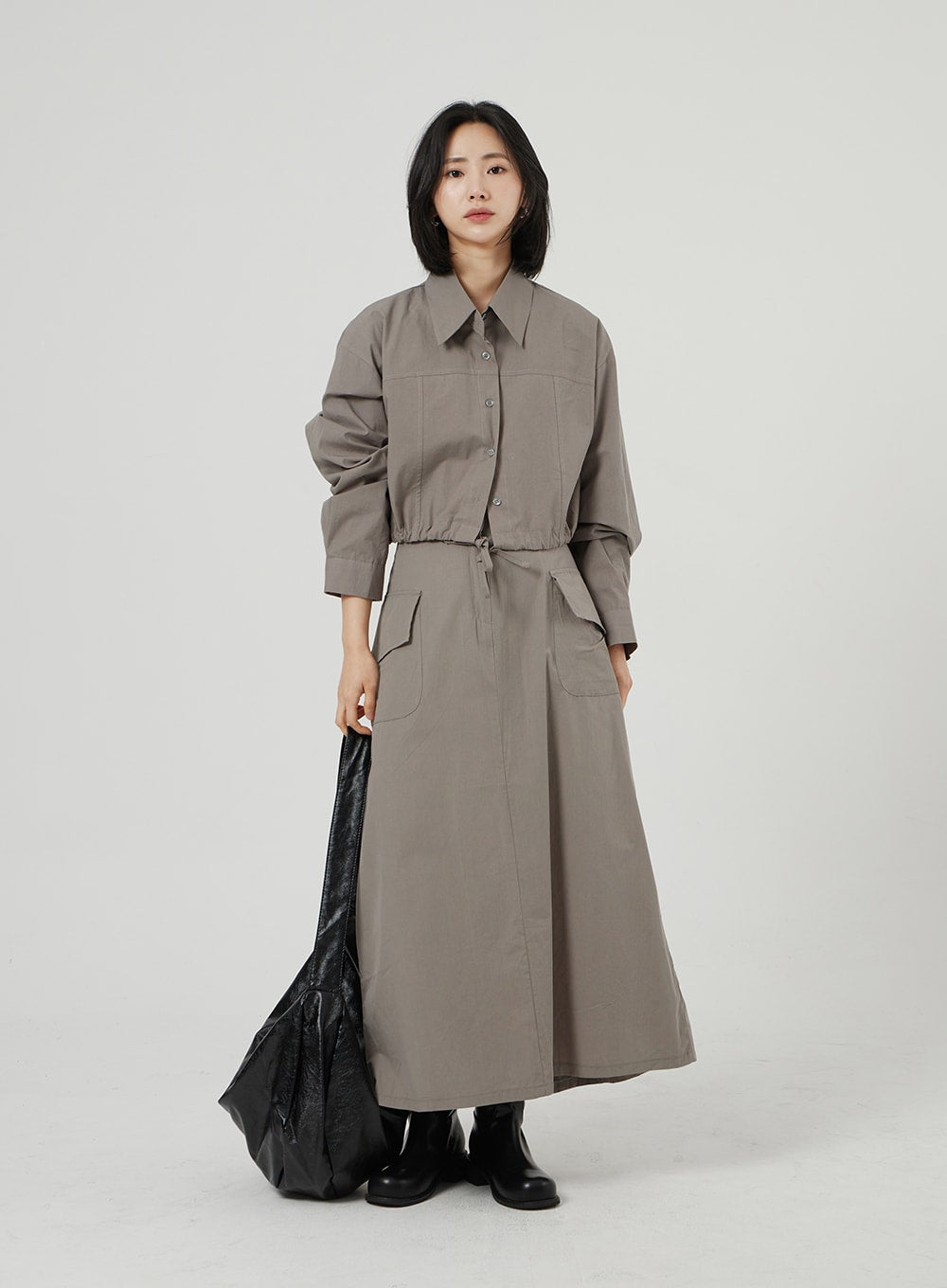 String Detail Cropped Shirt OF310