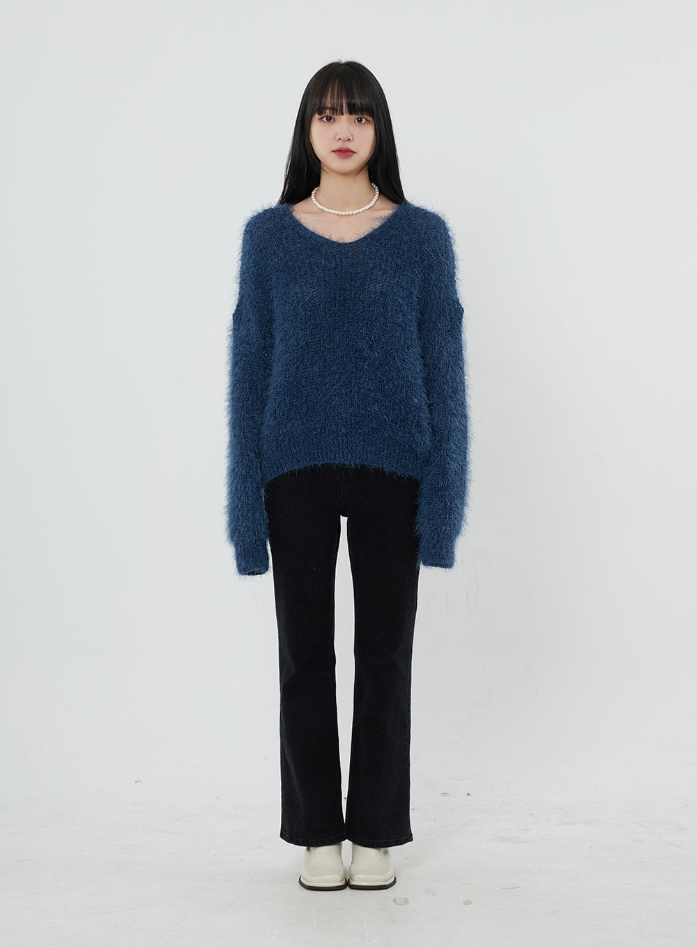 Faux Fur V-Neck Sweater OD21