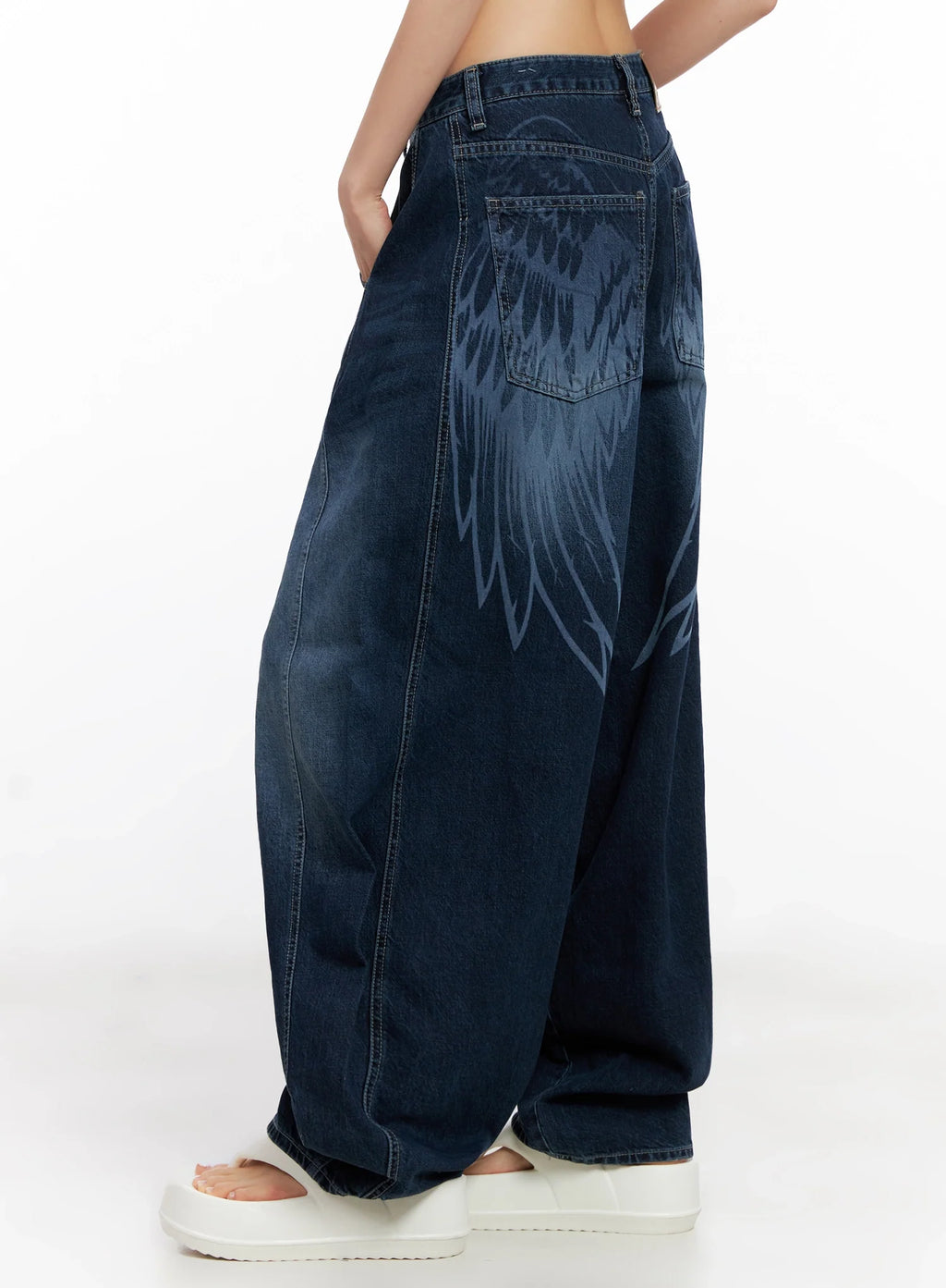 Sohee Angel Wing Print Wide-Leg Jeans IG508