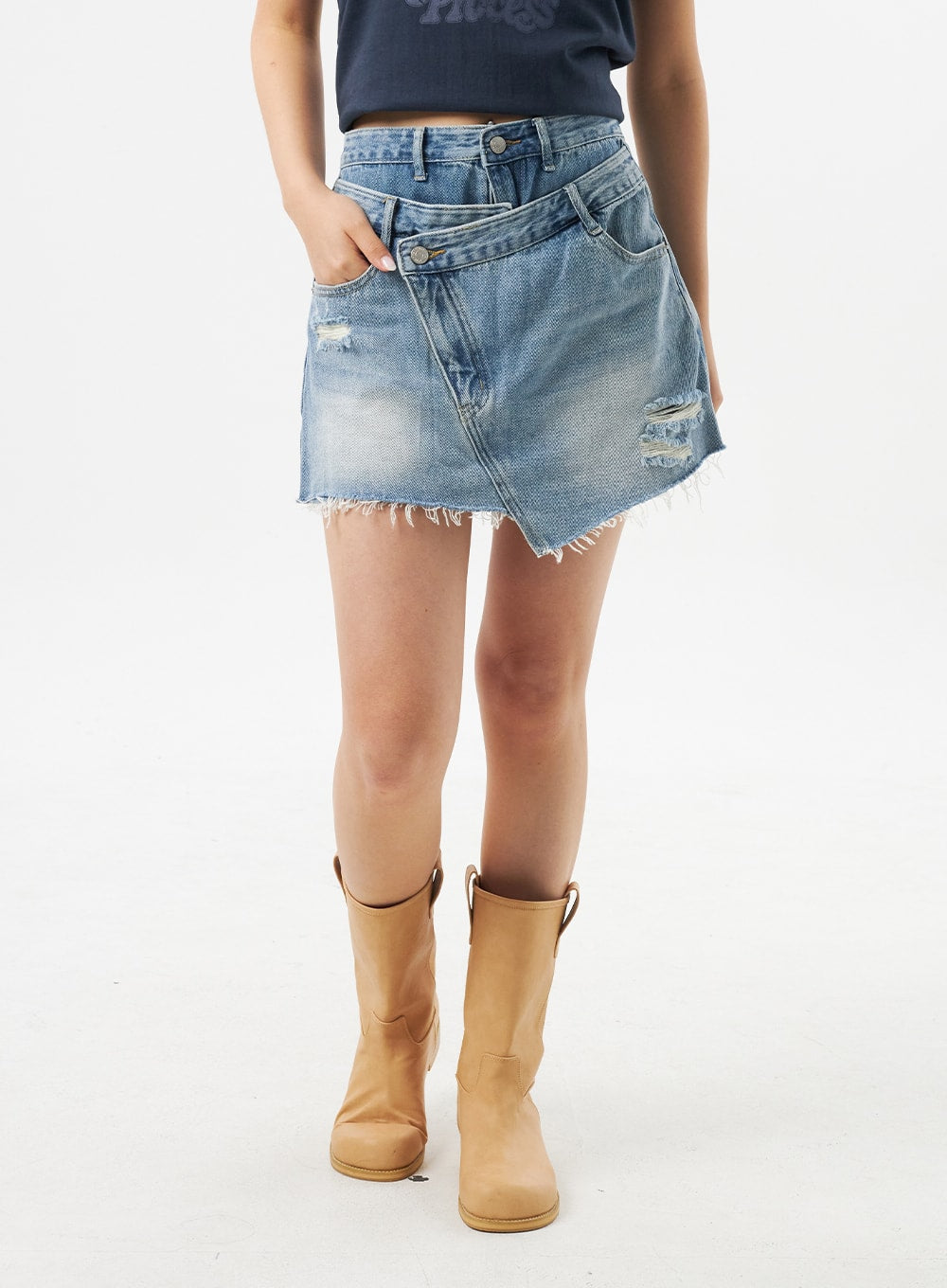 Ripped Denim Skort CU302