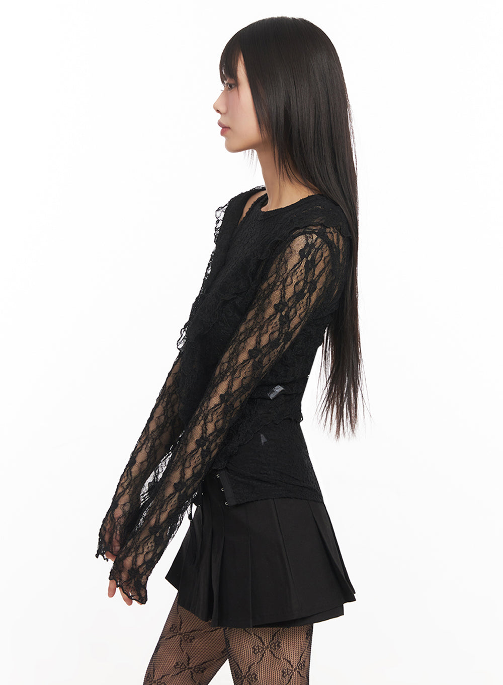 Sheer Lace Strap Cardigan IY502