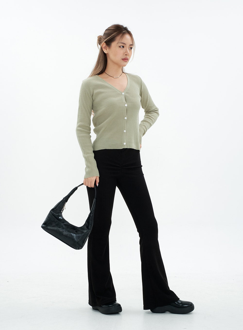 Boot-cut Shirring Banded Pants CM29