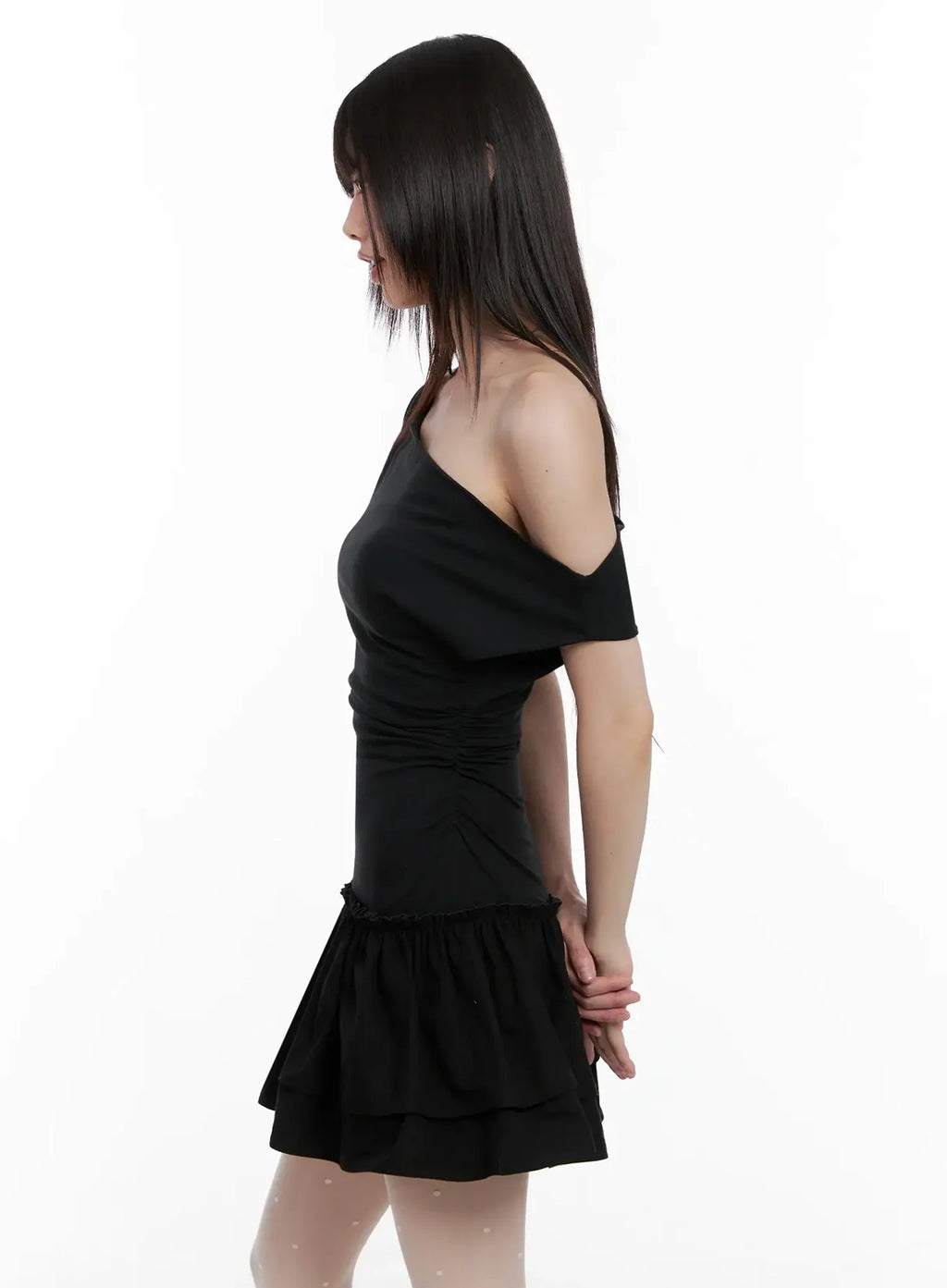 Asymmetrical Ruffle Off-Shoulder Dress IL531