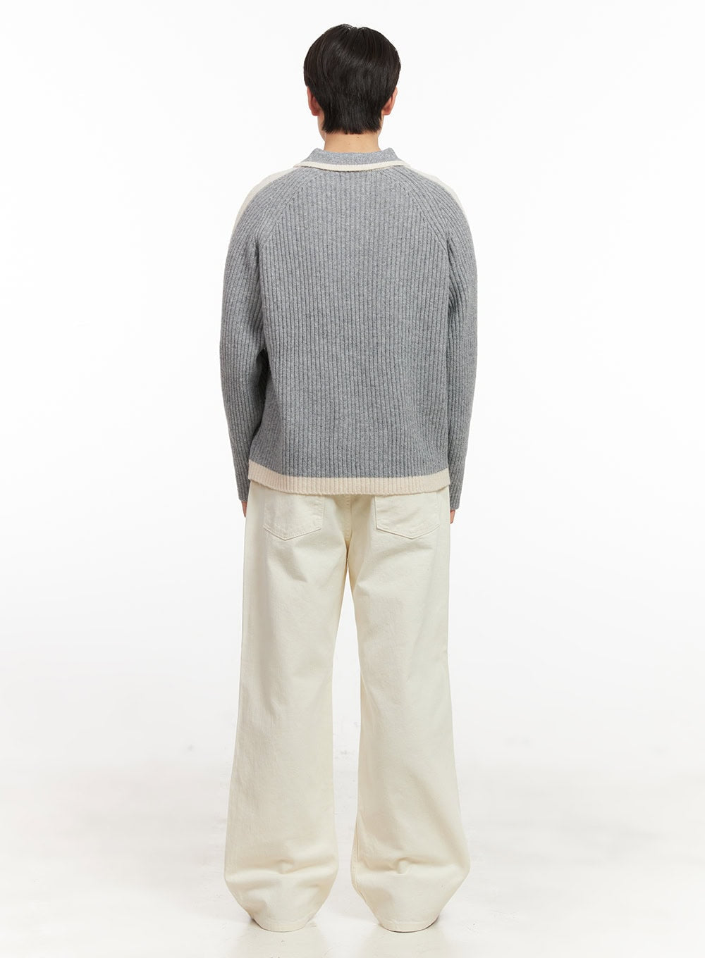 Men's Cotton Wide-Fit Trousers (Light beige) IJ517