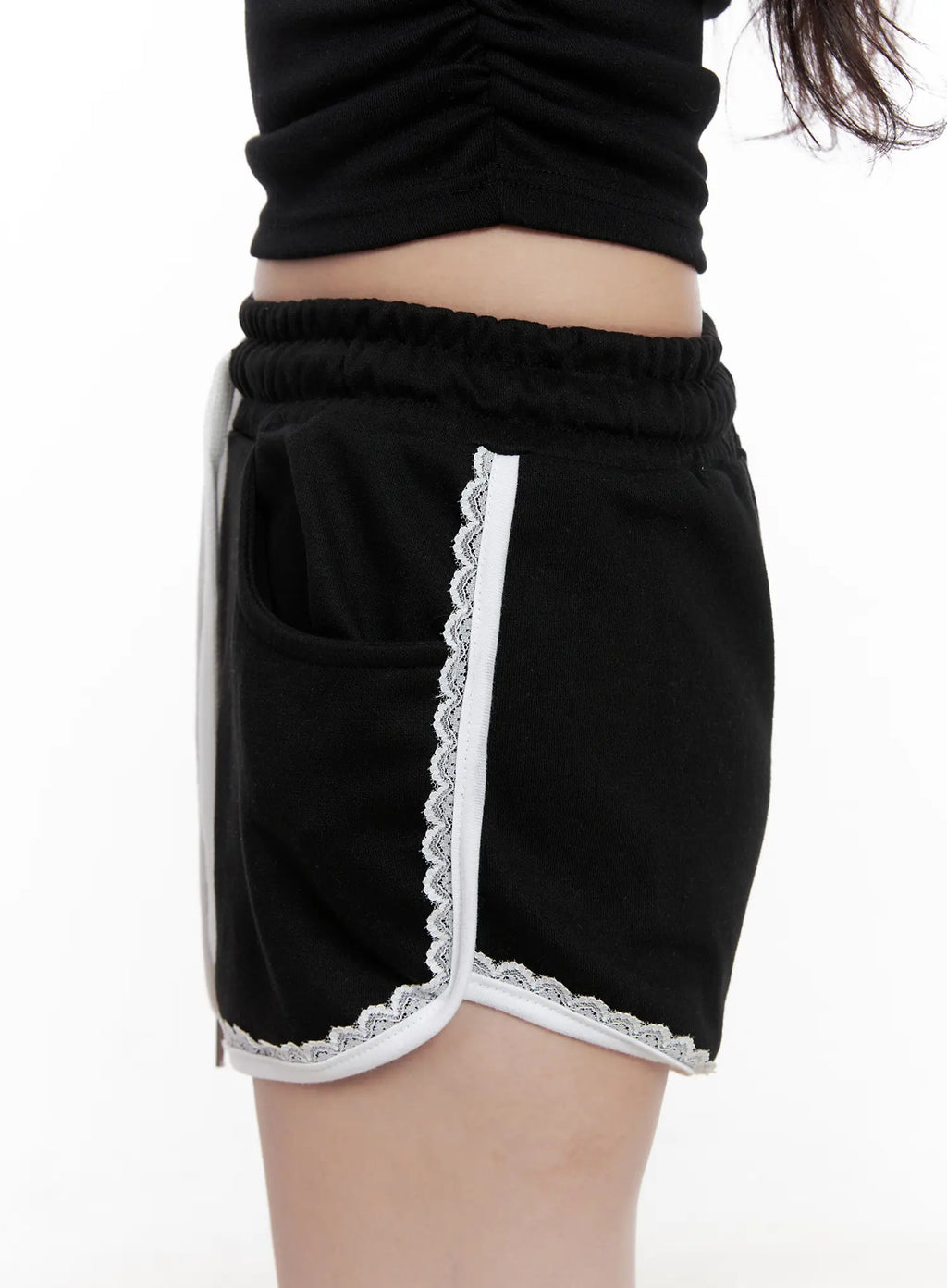 Contrast Lace-Trim Shorts CL516