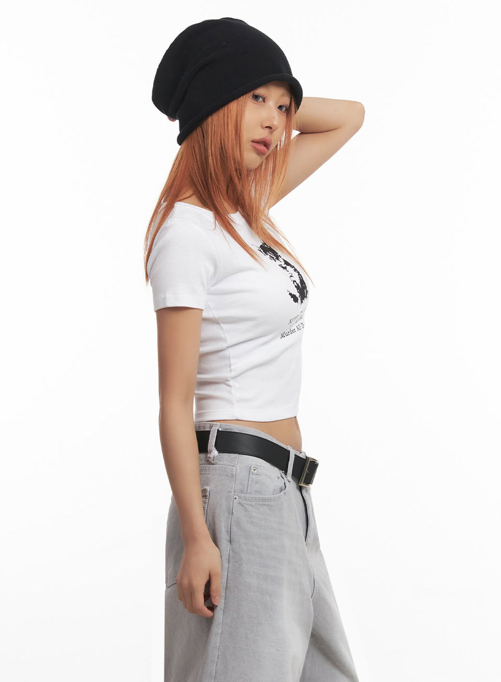 Cat Graphic Crop Top IA515