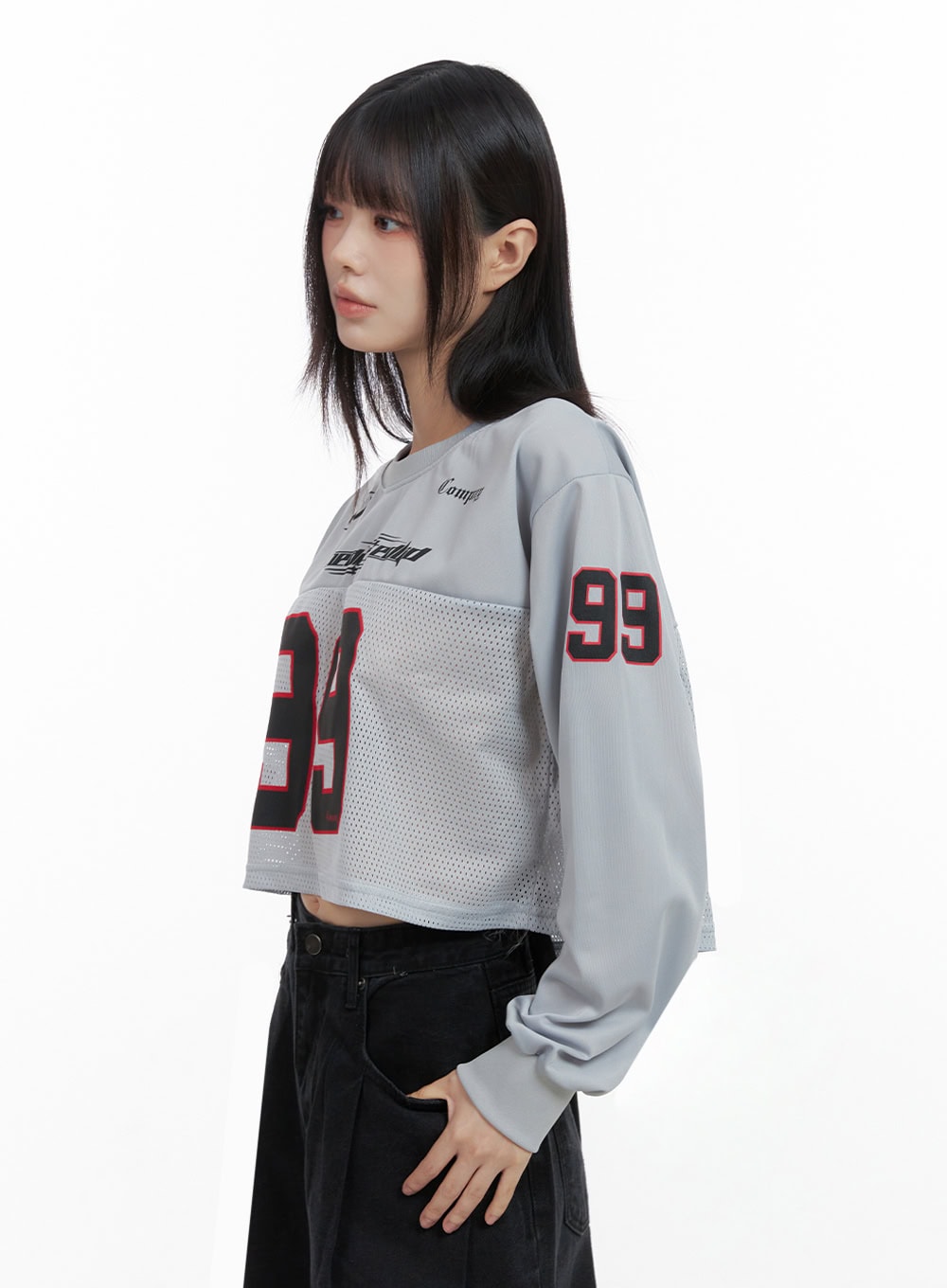 Lettering Mesh Crop Top IO430