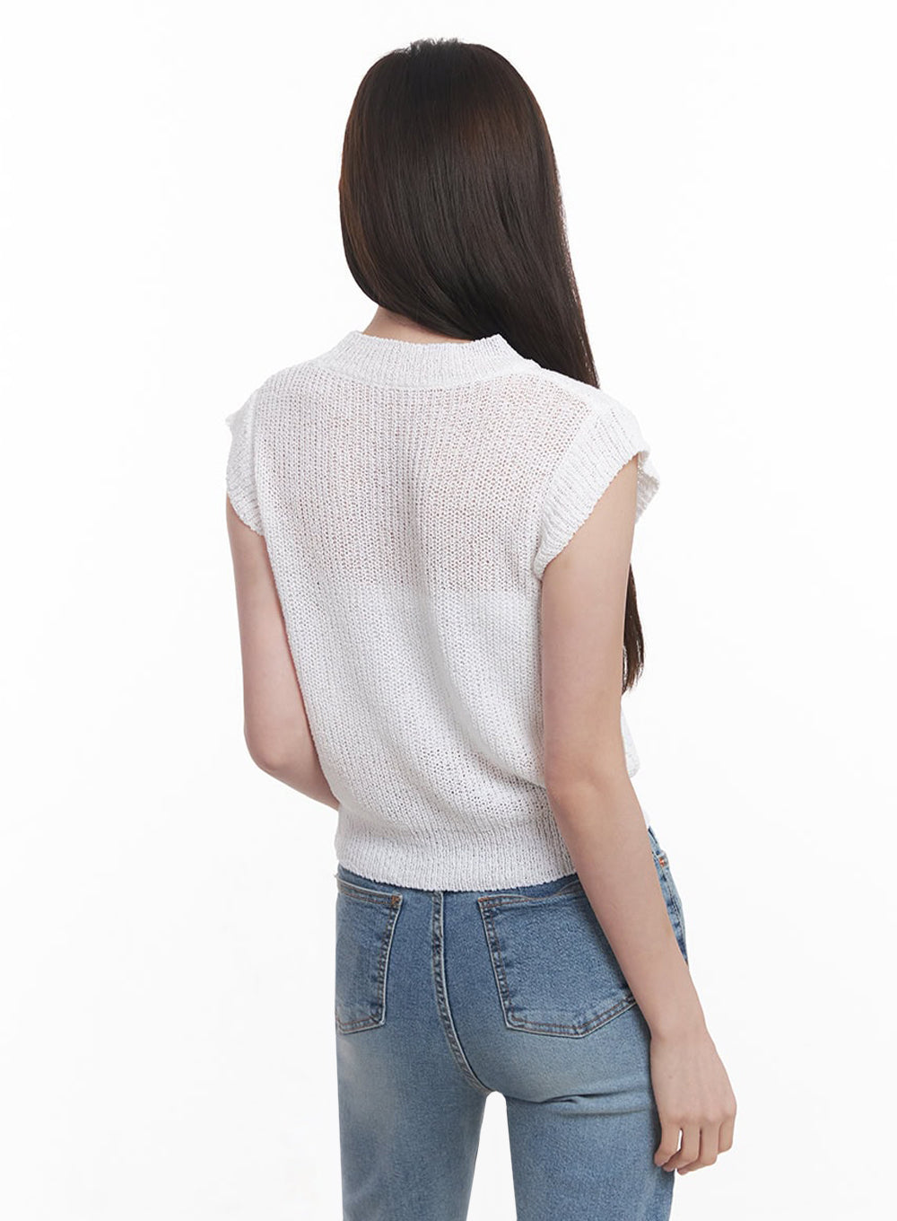 Sheer Mock-Neck Knit Top IY508