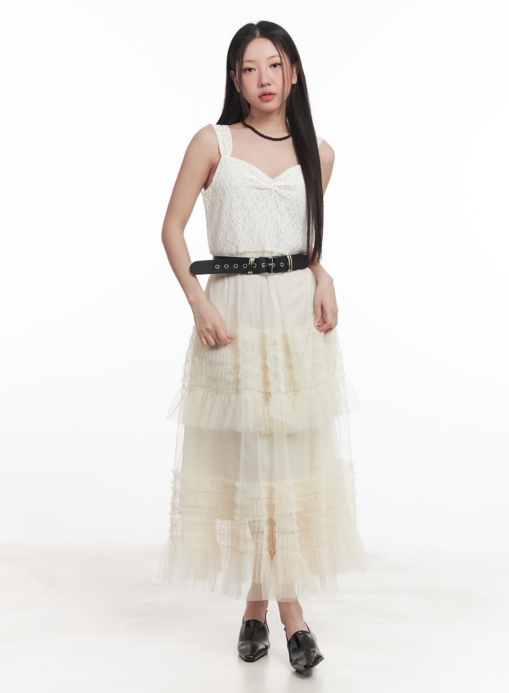 Sweetheart Ruffle Lace Maxi Dress IM528